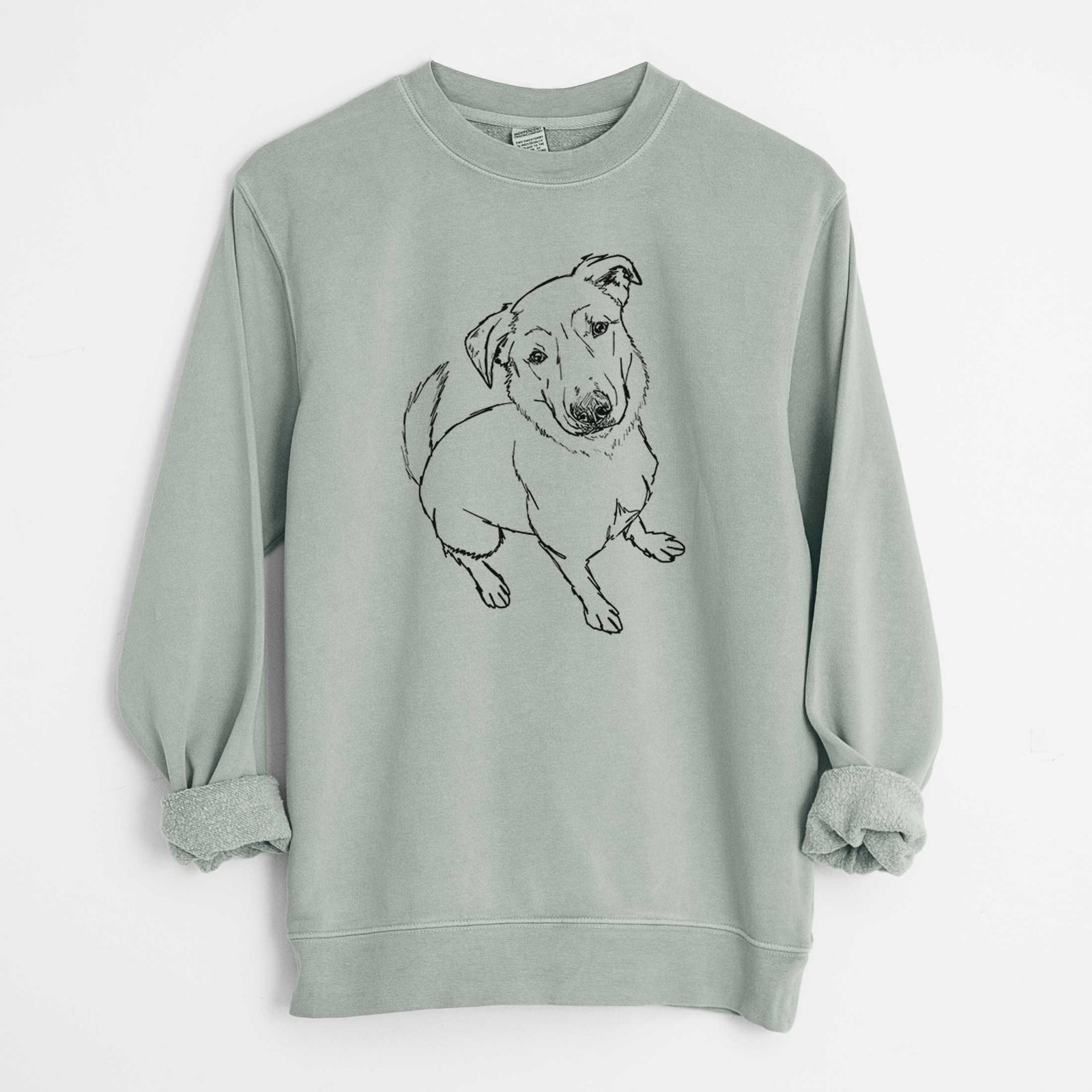 Doodled Ike the Lab Mix - Unisex Pigment Dyed Crew Sweatshirt