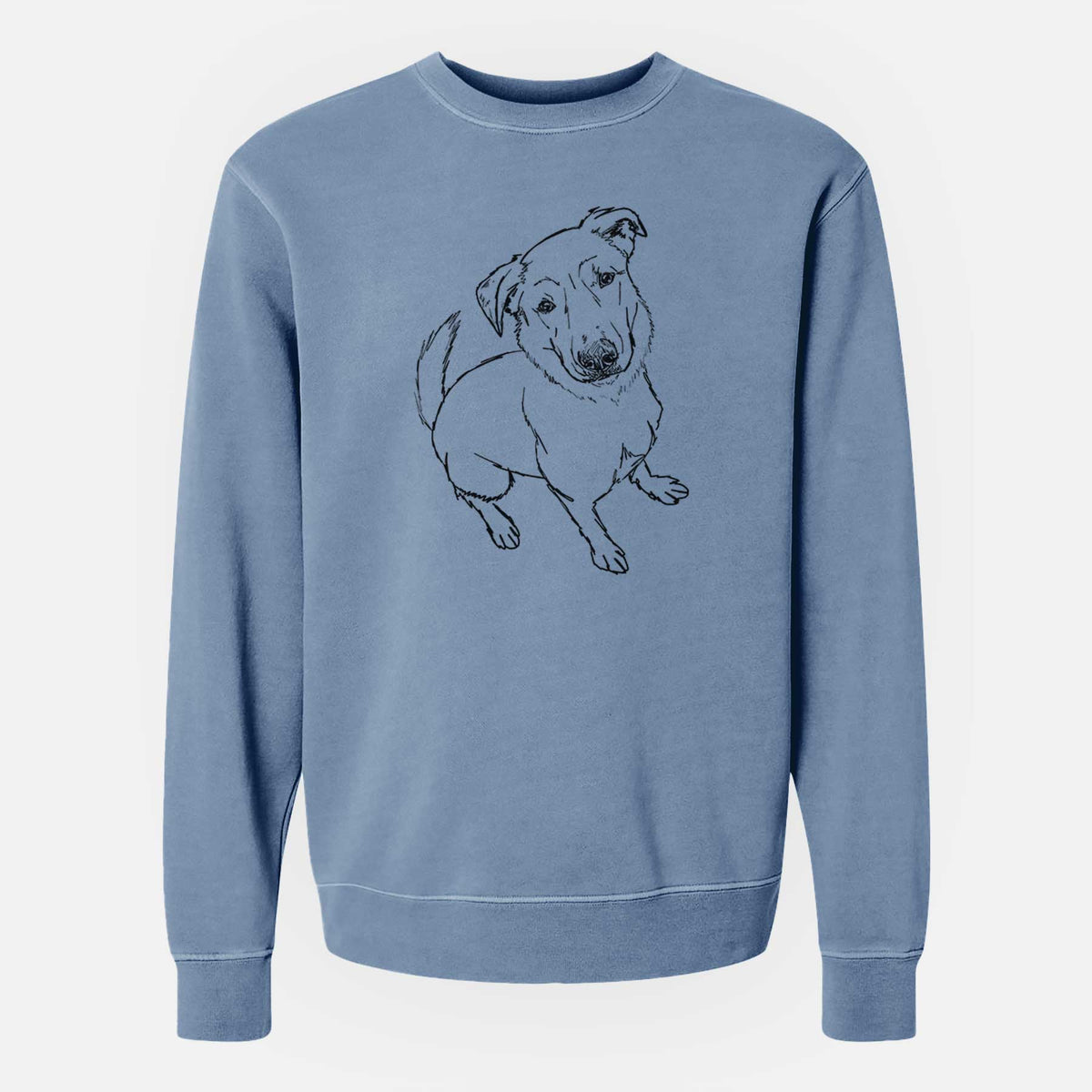 Doodled Ike the Lab Mix - Unisex Pigment Dyed Crew Sweatshirt