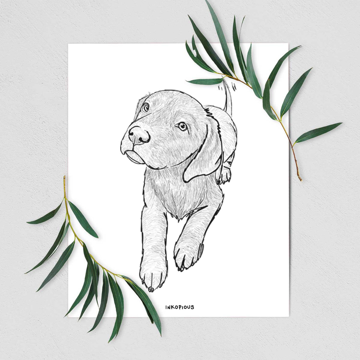 Doodled Indiana the Chocolate Lab Art Print