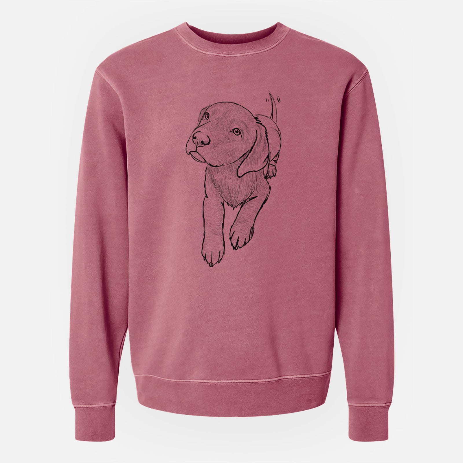 Doodled Indiana the Chocolate Lab - Unisex Pigment Dyed Crew Sweatshirt