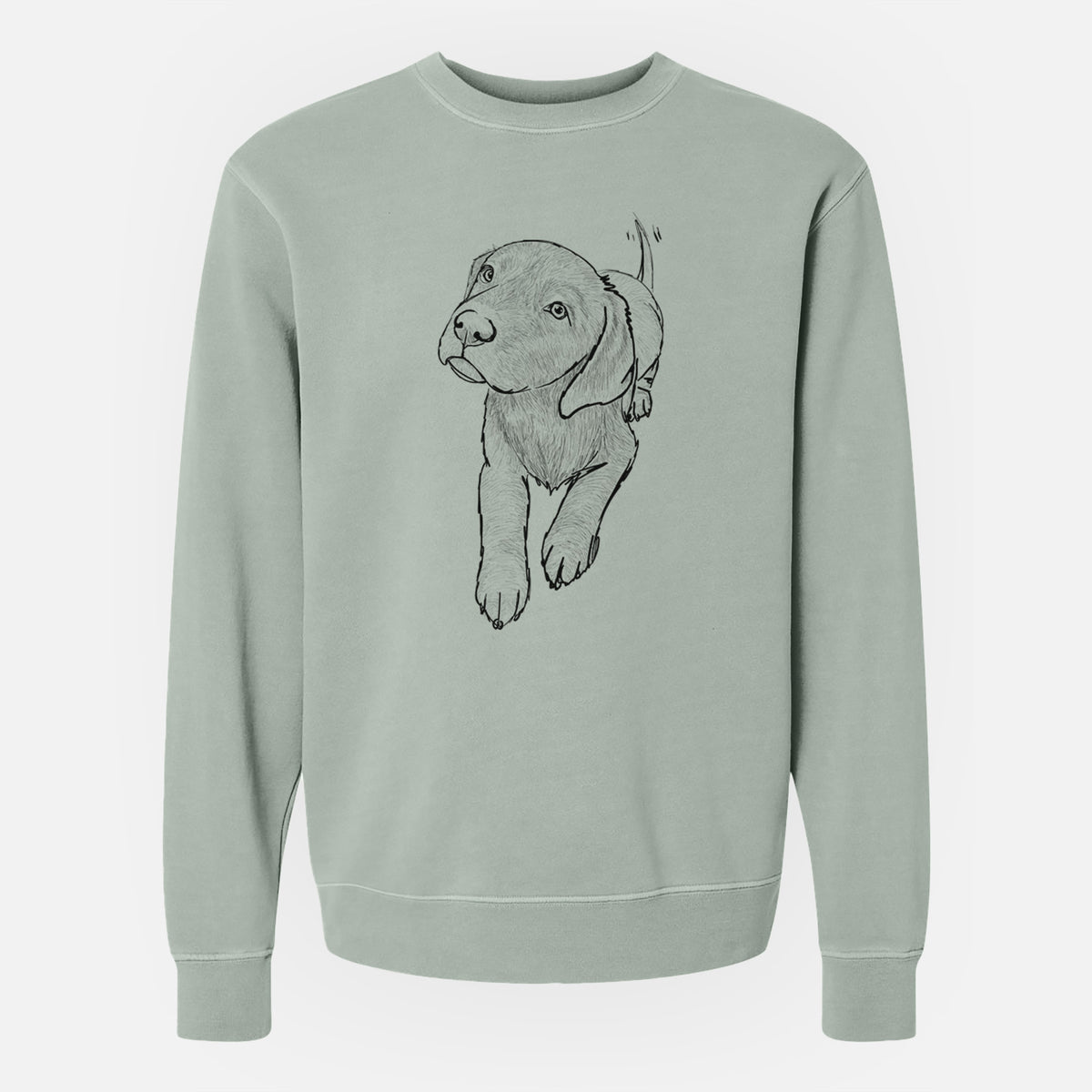 Doodled Indiana the Chocolate Lab - Unisex Pigment Dyed Crew Sweatshirt