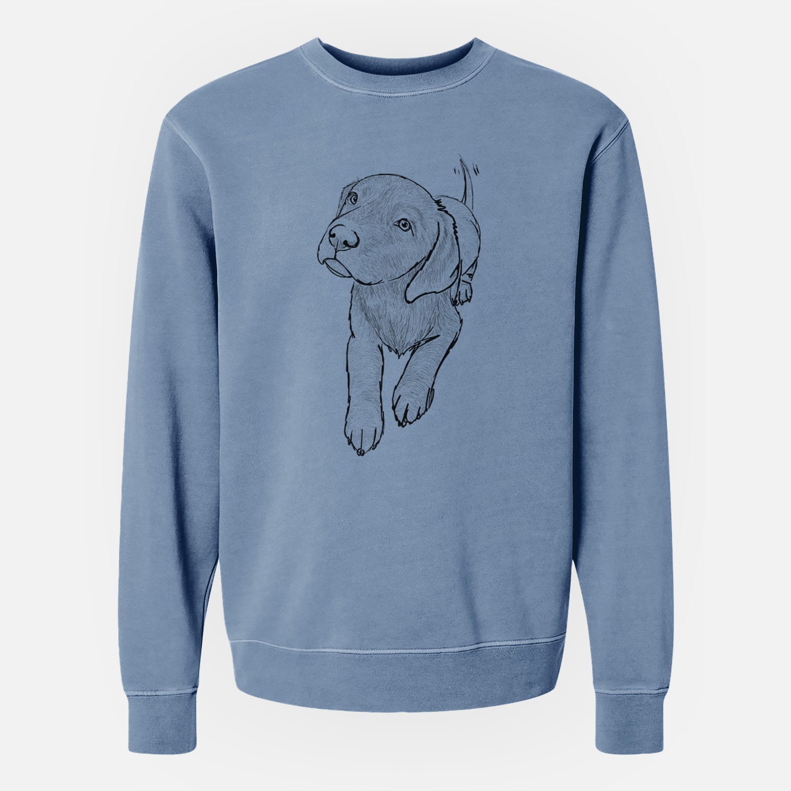 Doodled Indiana the Chocolate Lab - Unisex Pigment Dyed Crew Sweatshirt
