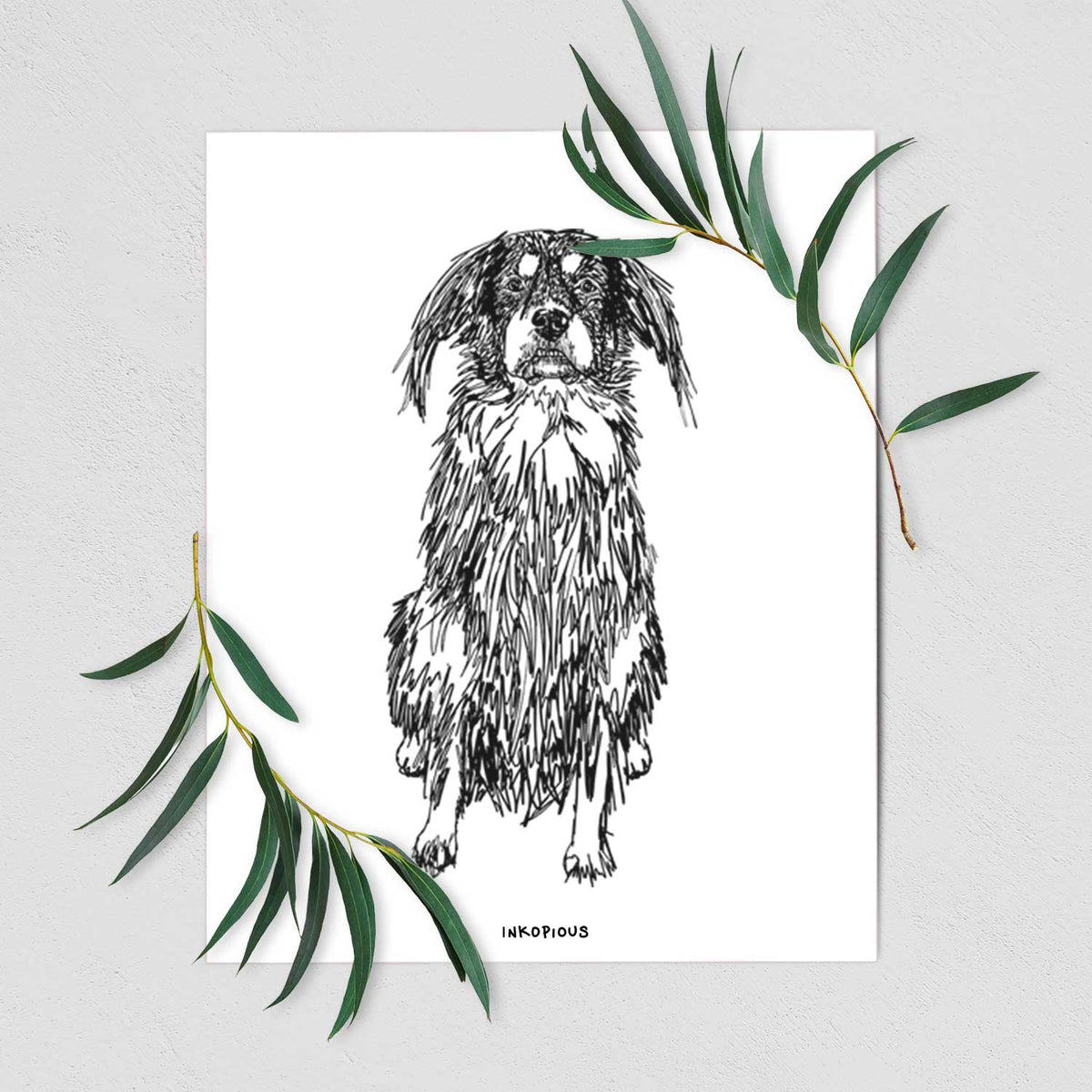 Doodled Indy the Mixed Breed Art Print