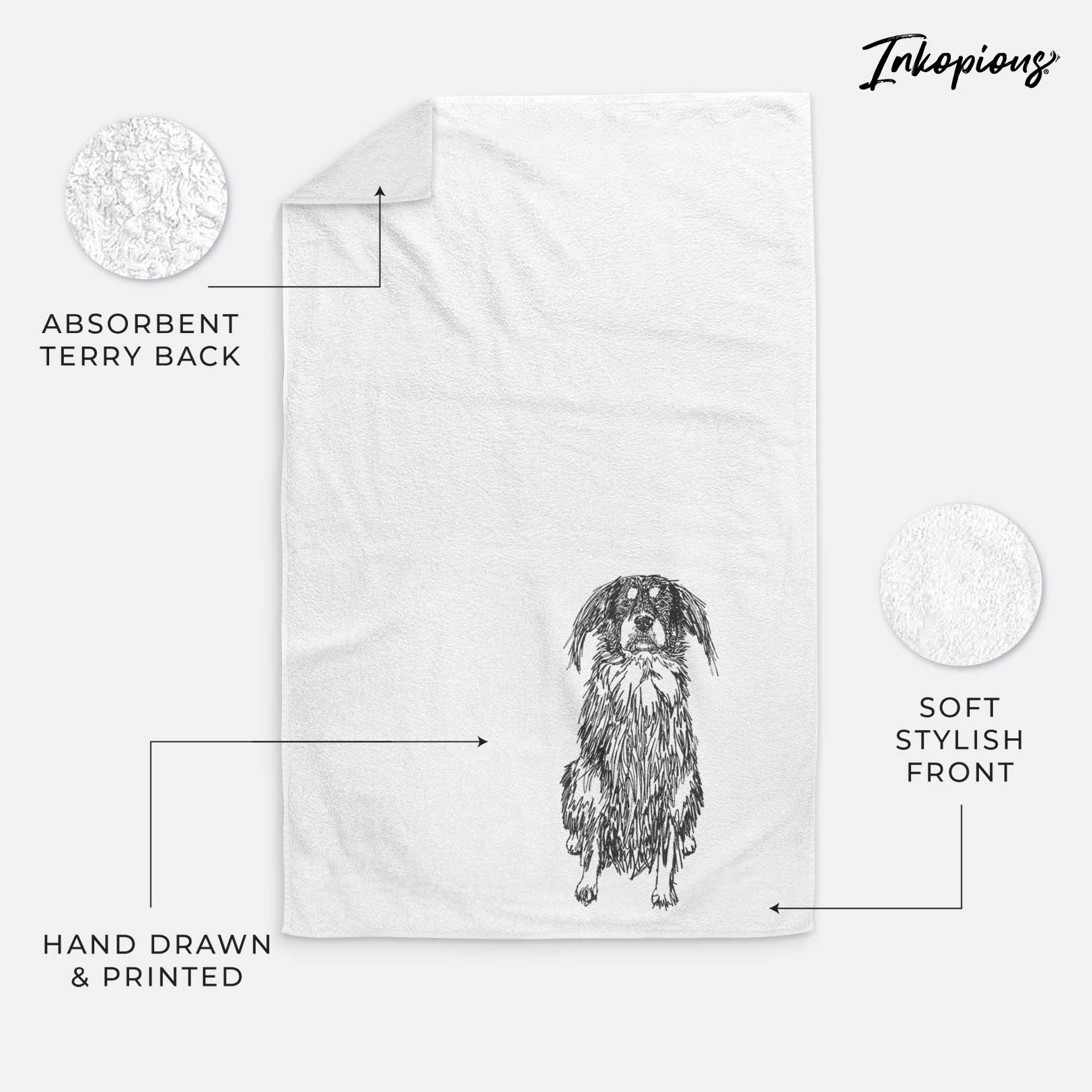 Doodled Indy the Mixed Breed Decorative Hand Towel