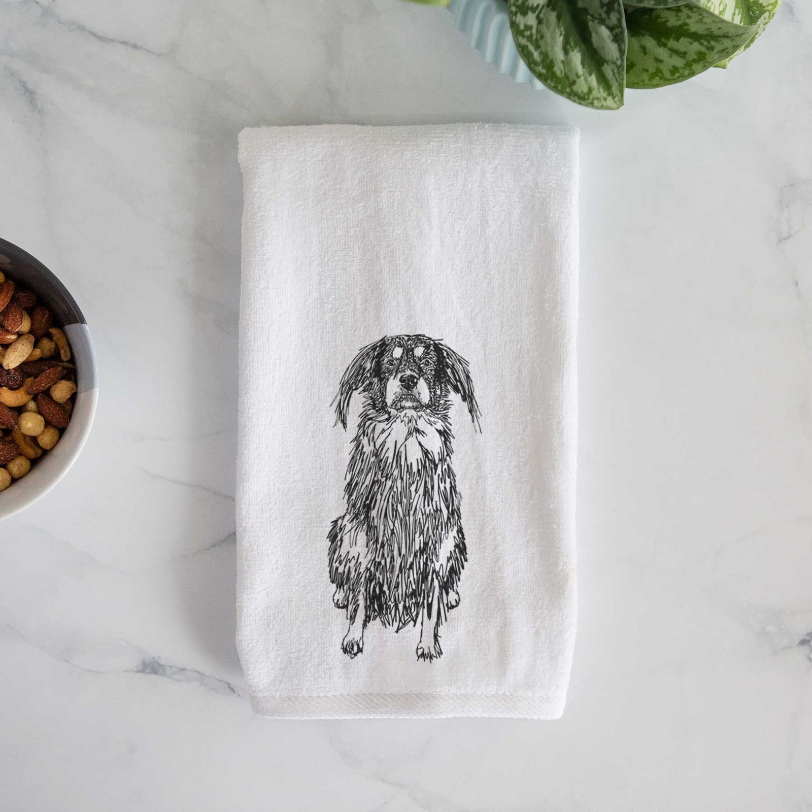 Doodled Indy the Mixed Breed Decorative Hand Towel