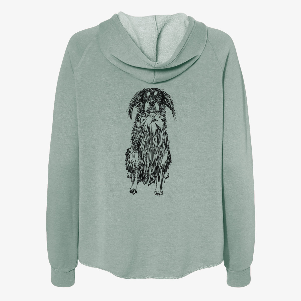 Doodled Indy the Mixed Breed - Women's Cali Wave Zip-Up Sweatshirt