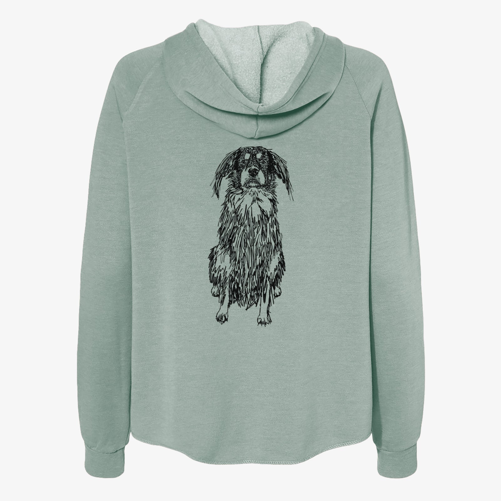 Doodled Indy the Mixed Breed - Women's Cali Wave Zip-Up Sweatshirt