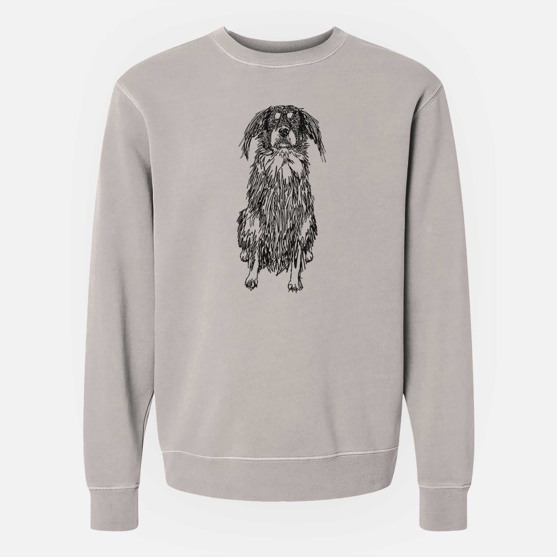 Doodled Indy the Mixed Breed - Unisex Pigment Dyed Crew Sweatshirt