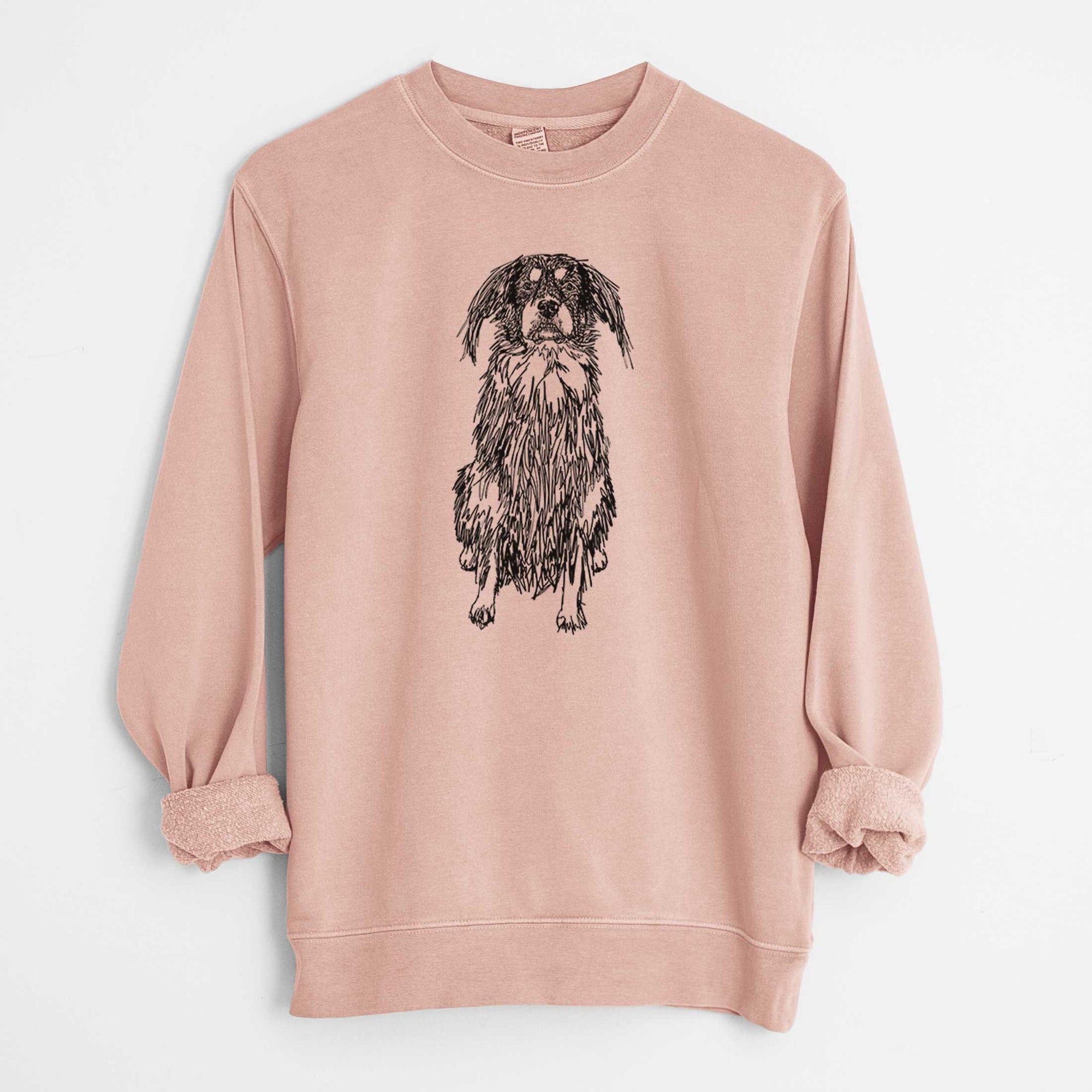 Doodled Indy the Mixed Breed - Unisex Pigment Dyed Crew Sweatshirt