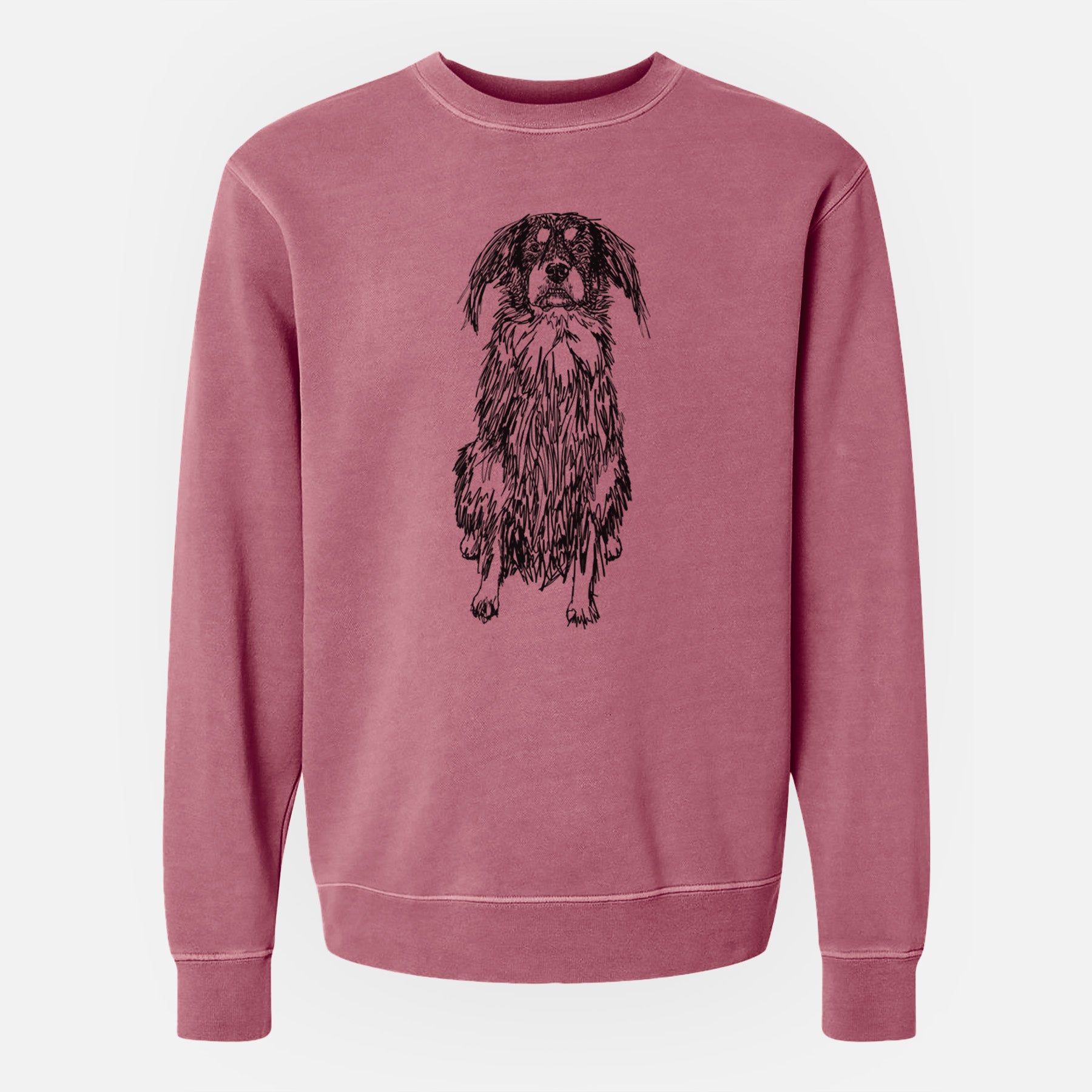 Doodled Indy the Mixed Breed - Unisex Pigment Dyed Crew Sweatshirt