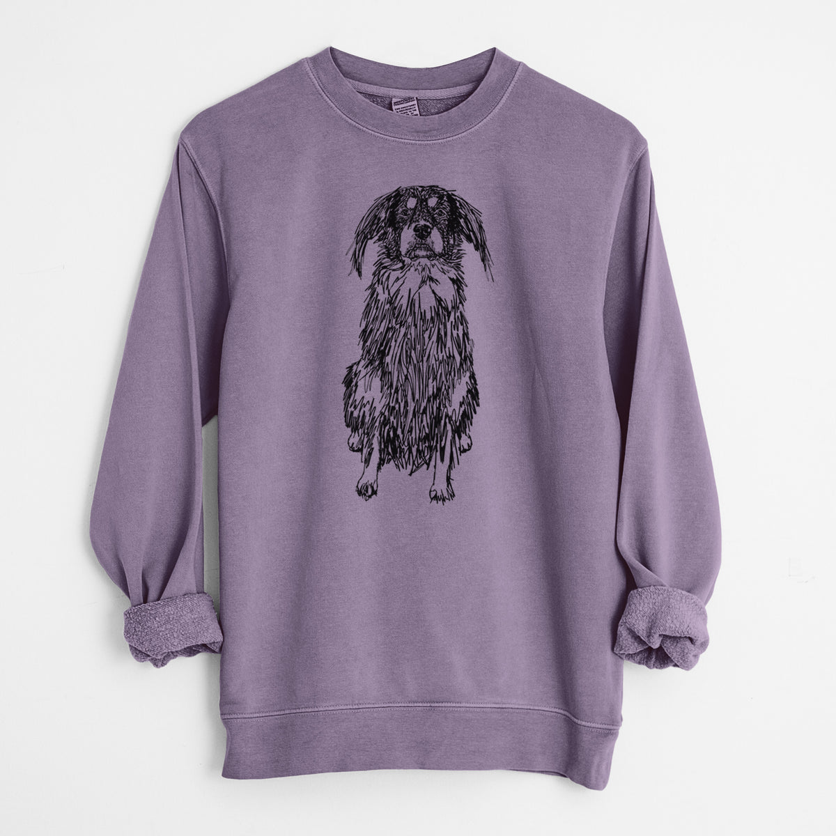 Doodled Indy the Mixed Breed - Unisex Pigment Dyed Crew Sweatshirt
