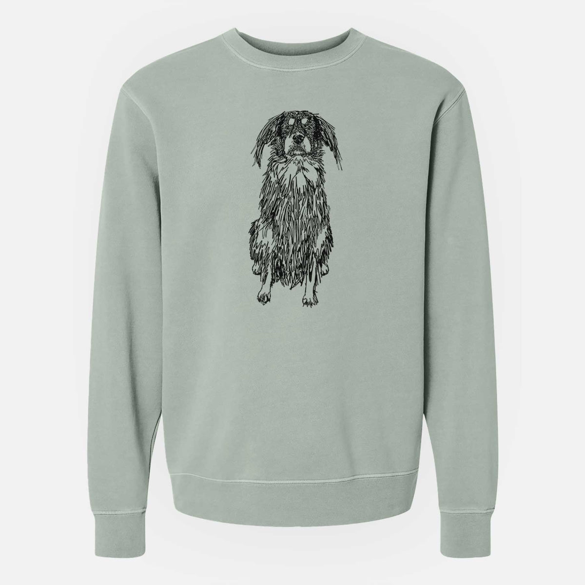 Doodled Indy the Mixed Breed - Unisex Pigment Dyed Crew Sweatshirt