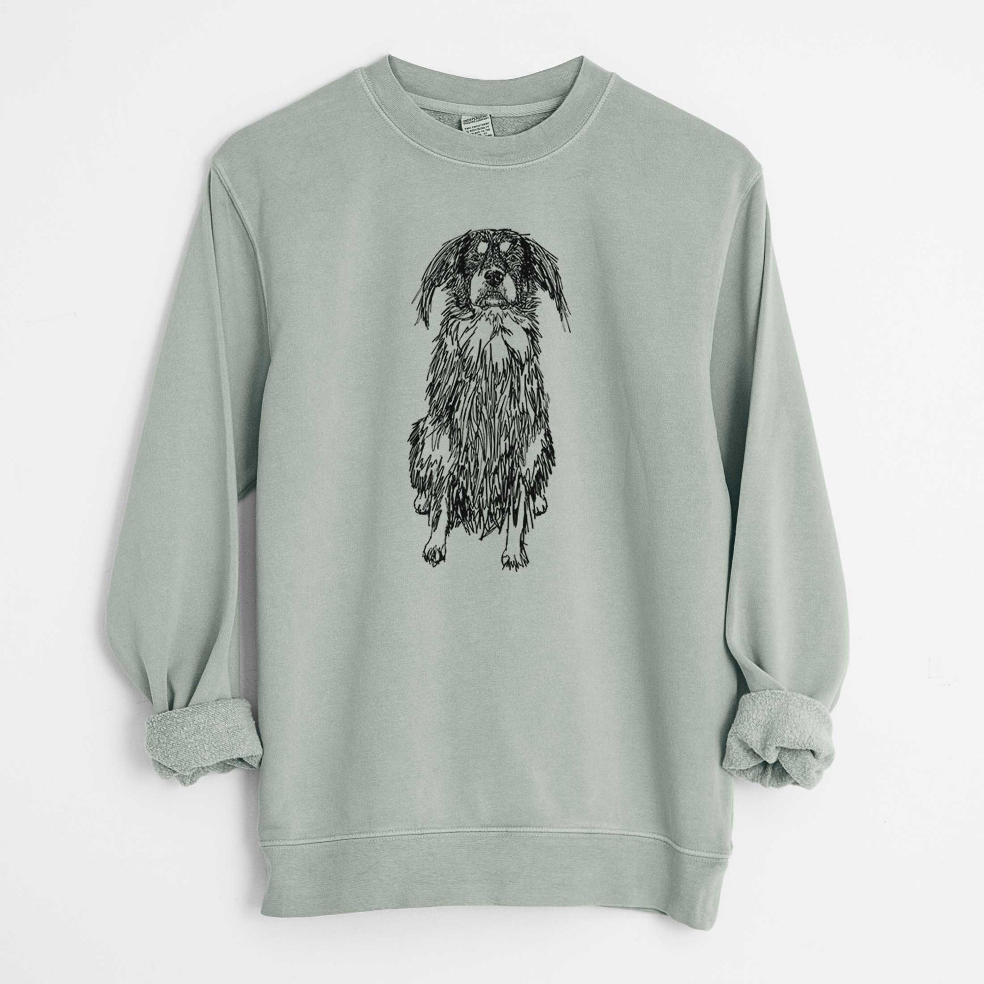 Doodled Indy the Mixed Breed - Unisex Pigment Dyed Crew Sweatshirt