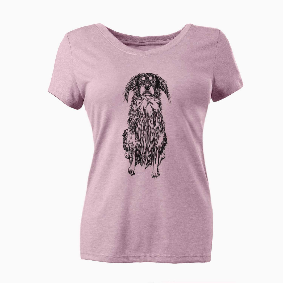 Doodled Indy the Mixed Breed - Women's V-neck Shirt