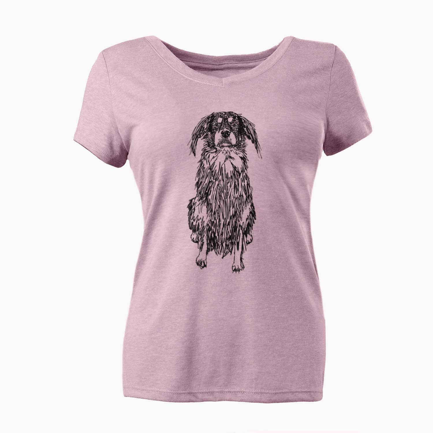 Doodled Indy the Mixed Breed - Women's V-neck Shirt