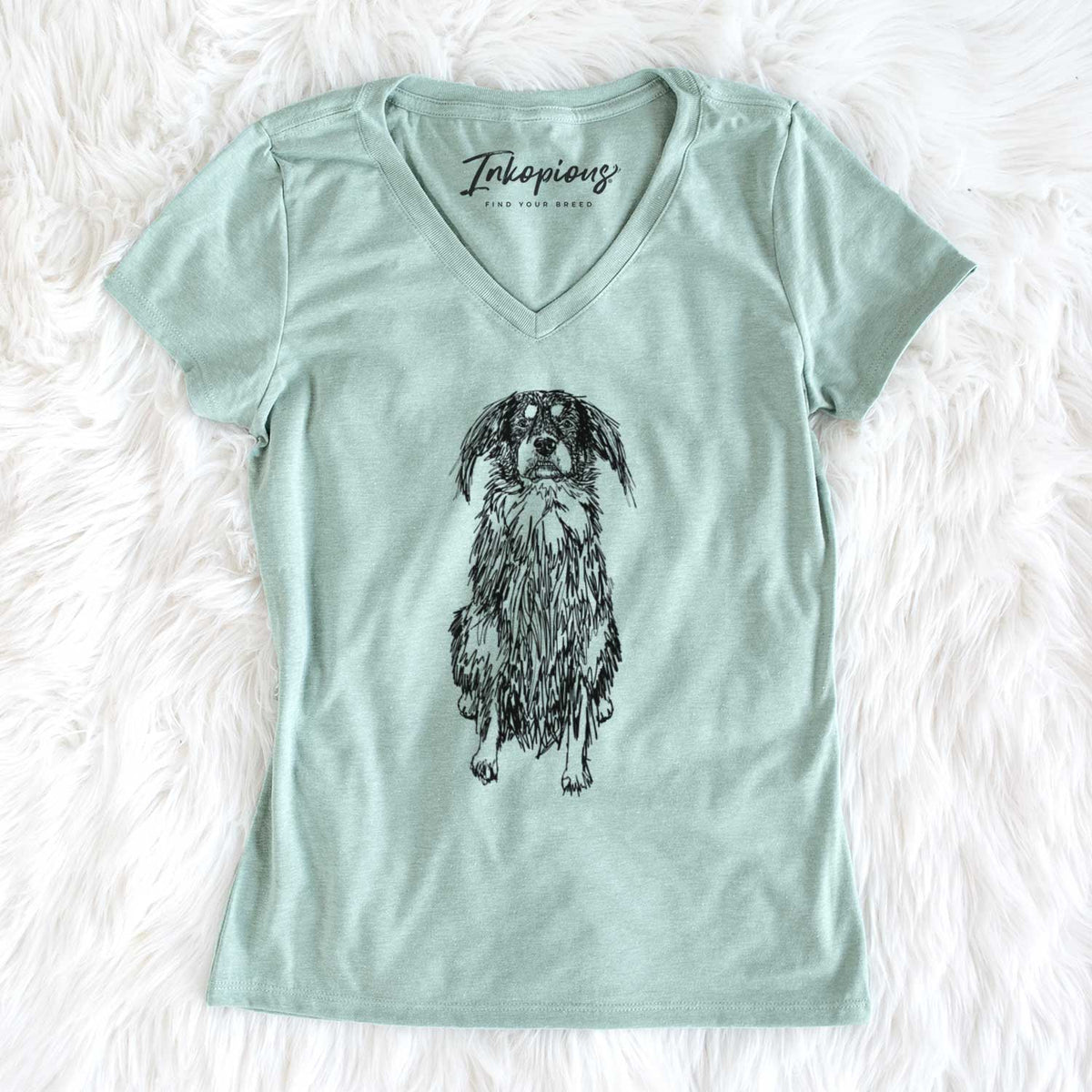 Doodled Indy the Mixed Breed - Women&#39;s V-neck Shirt