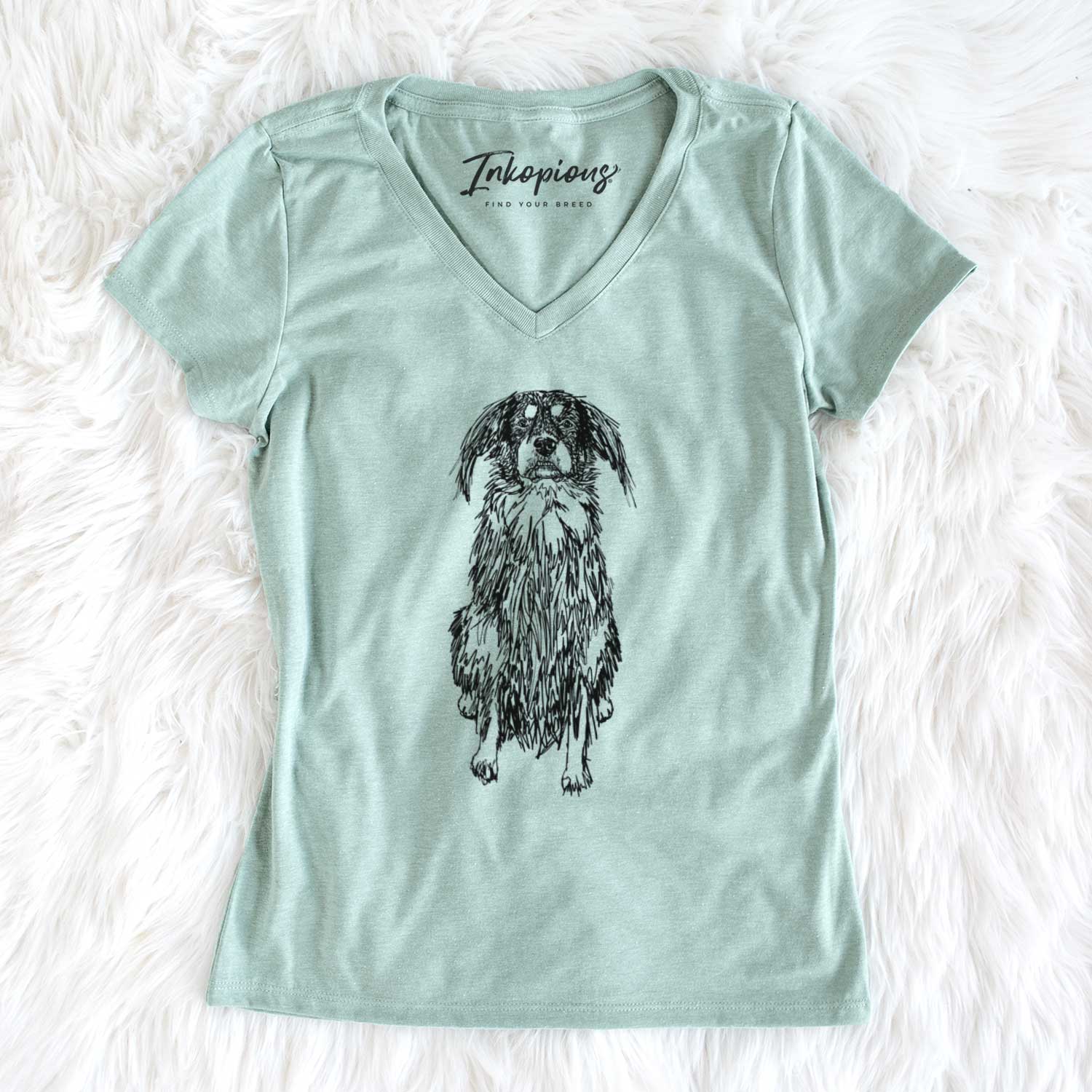 Doodled Indy the Mixed Breed - Women's V-neck Shirt