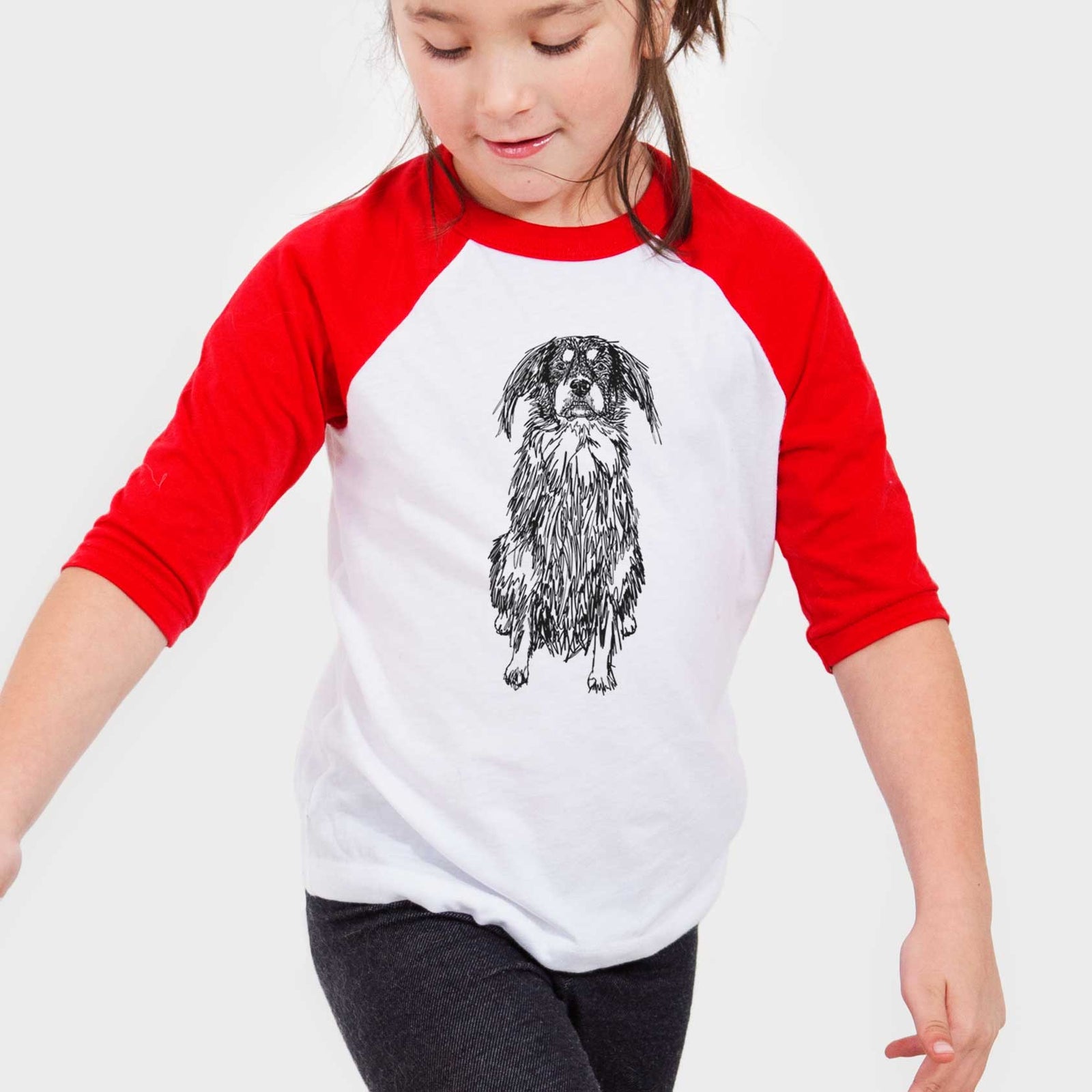 Doodled Indy the Mixed Breed - Youth 3/4 Long Sleeve