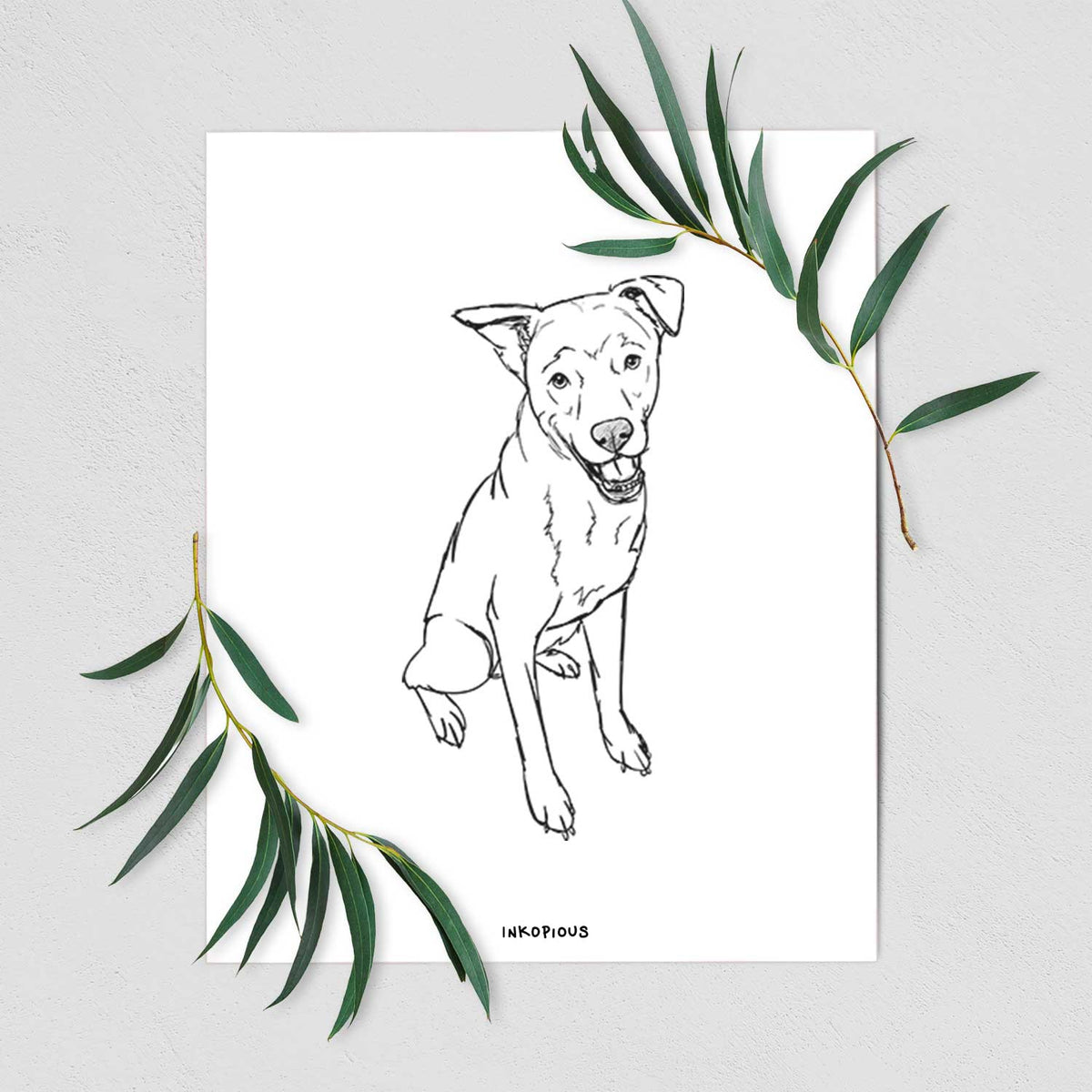 Doodled Indy the Mixed Breed Art Print