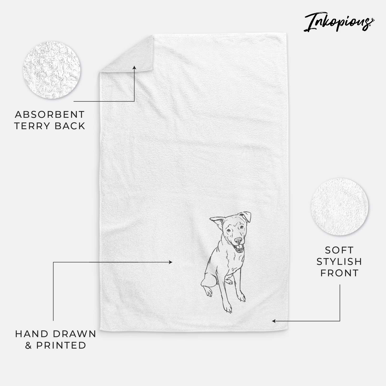 Doodled Indy the Mixed Breed Decorative Hand Towel