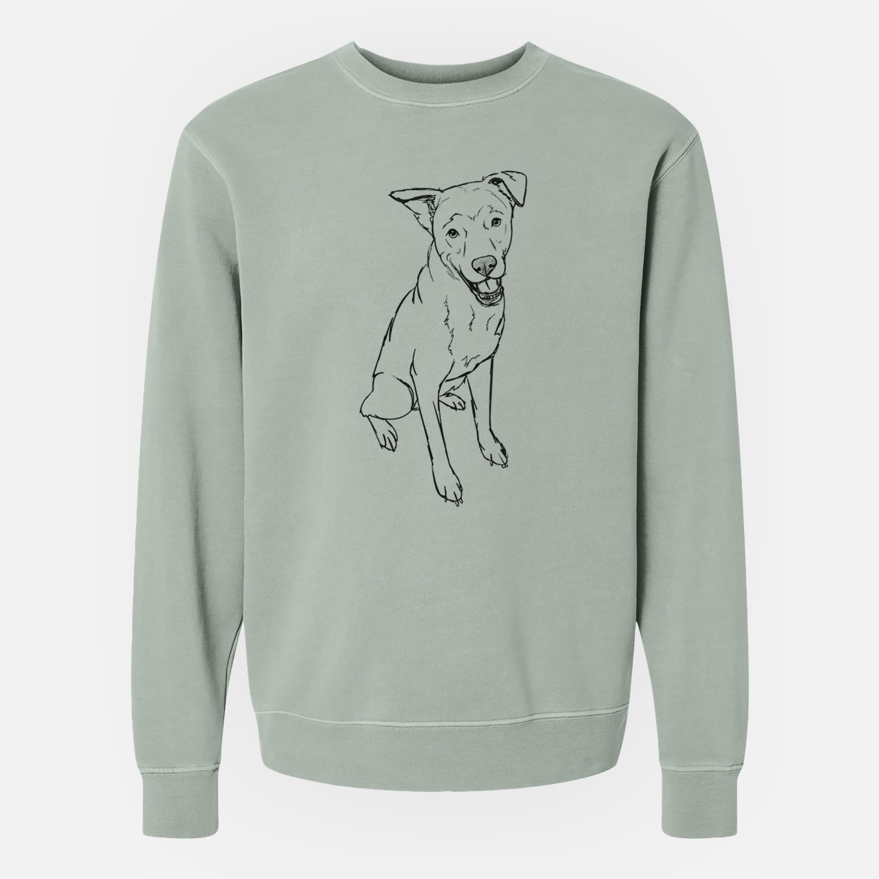 Doodled Indy the Mixed Breed - Unisex Pigment Dyed Crew Sweatshirt