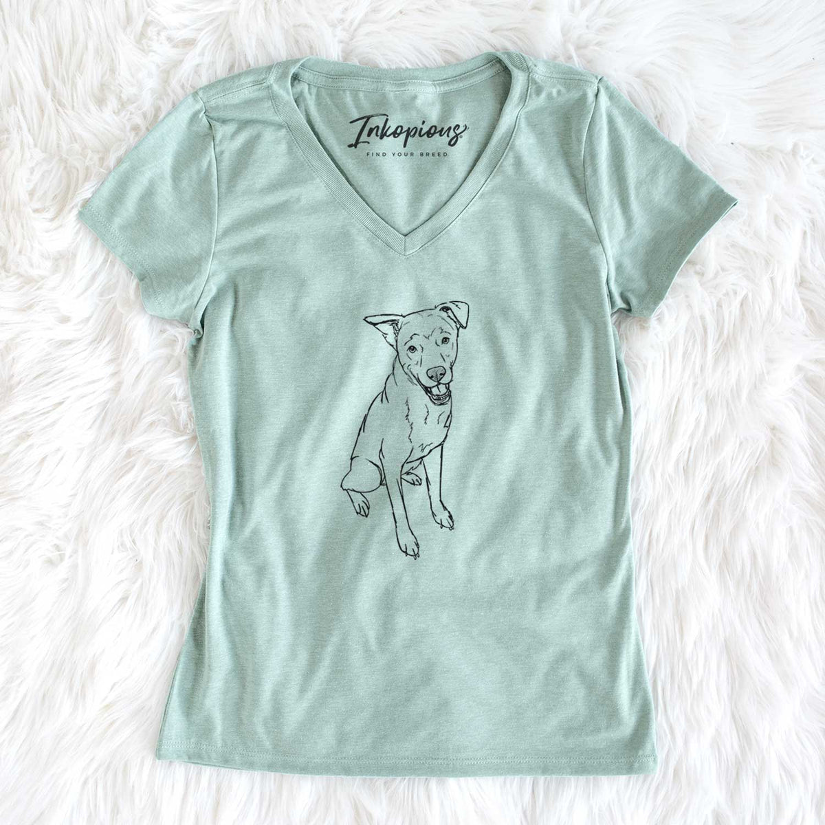Doodled Indy the Mixed Breed - Women&#39;s V-neck Shirt