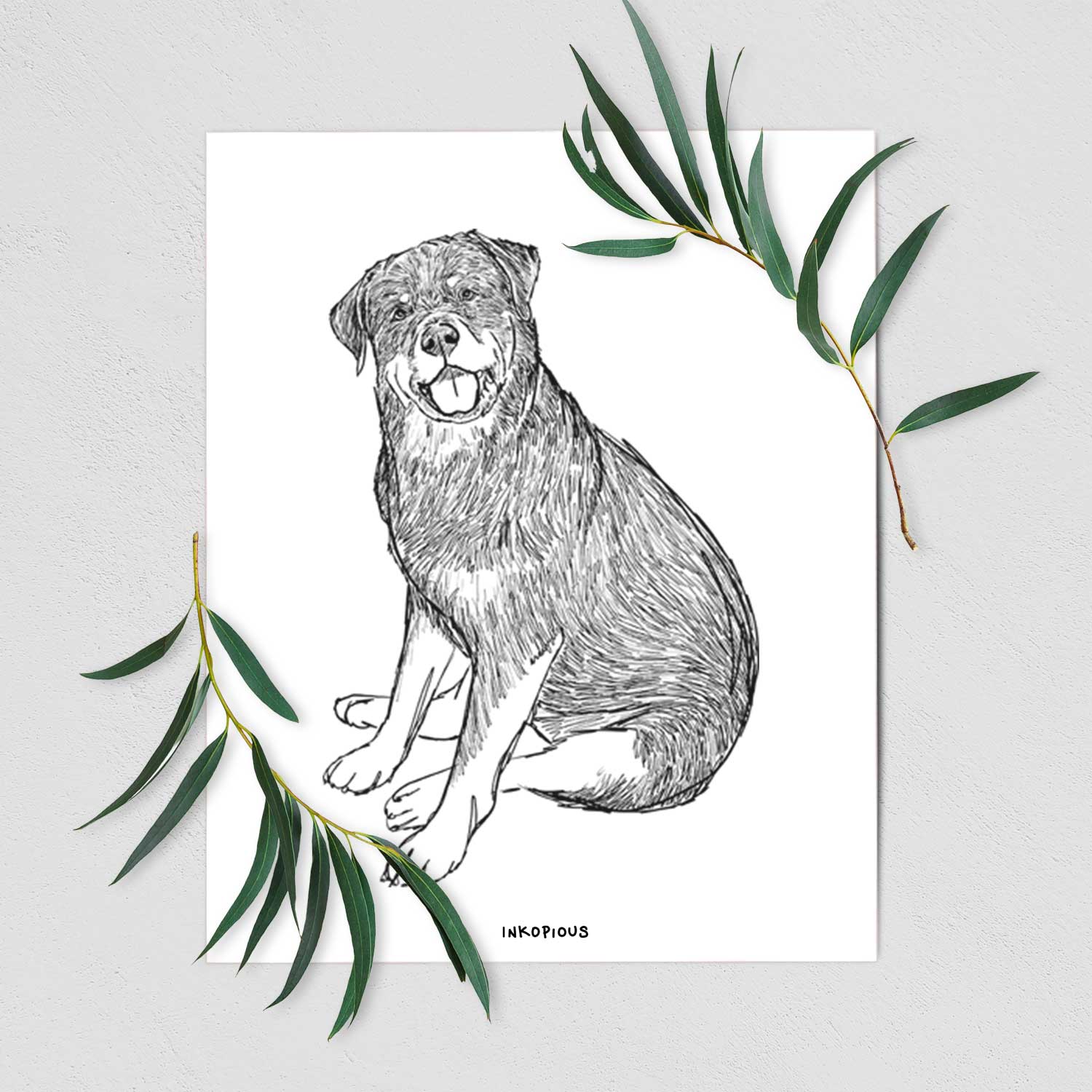 Doodled Gracie the Rottweiler Art Print