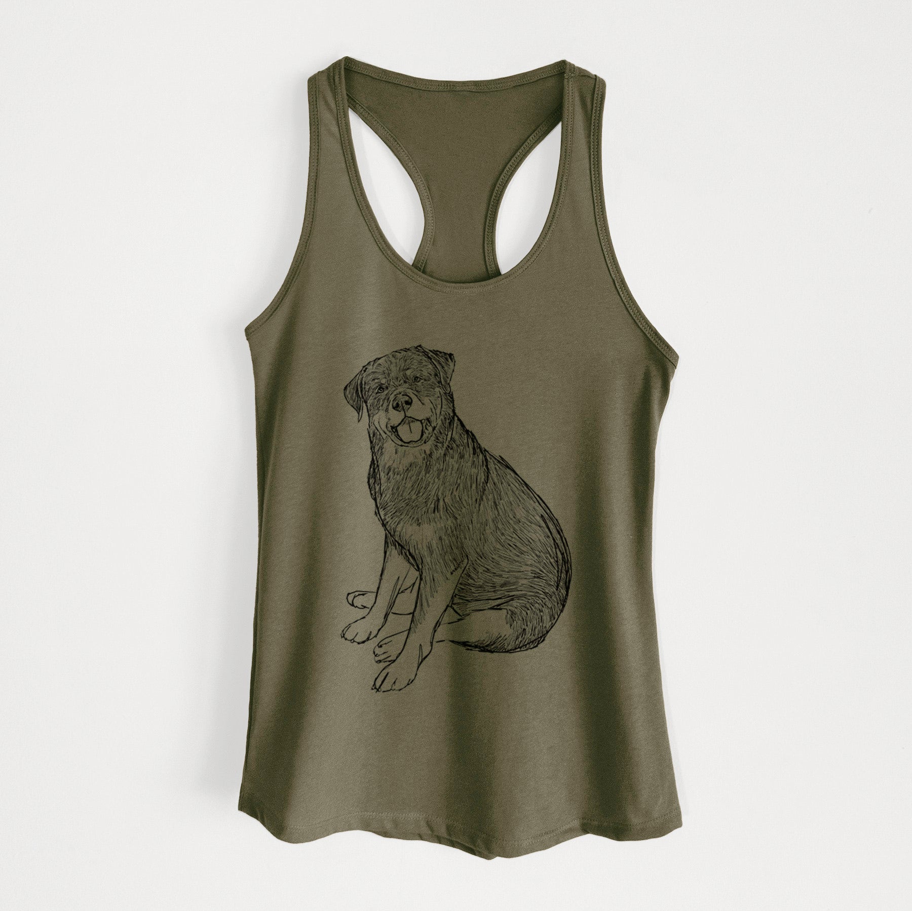 Doodled Indy the Rottweiler - Women's Racerback Tanktop