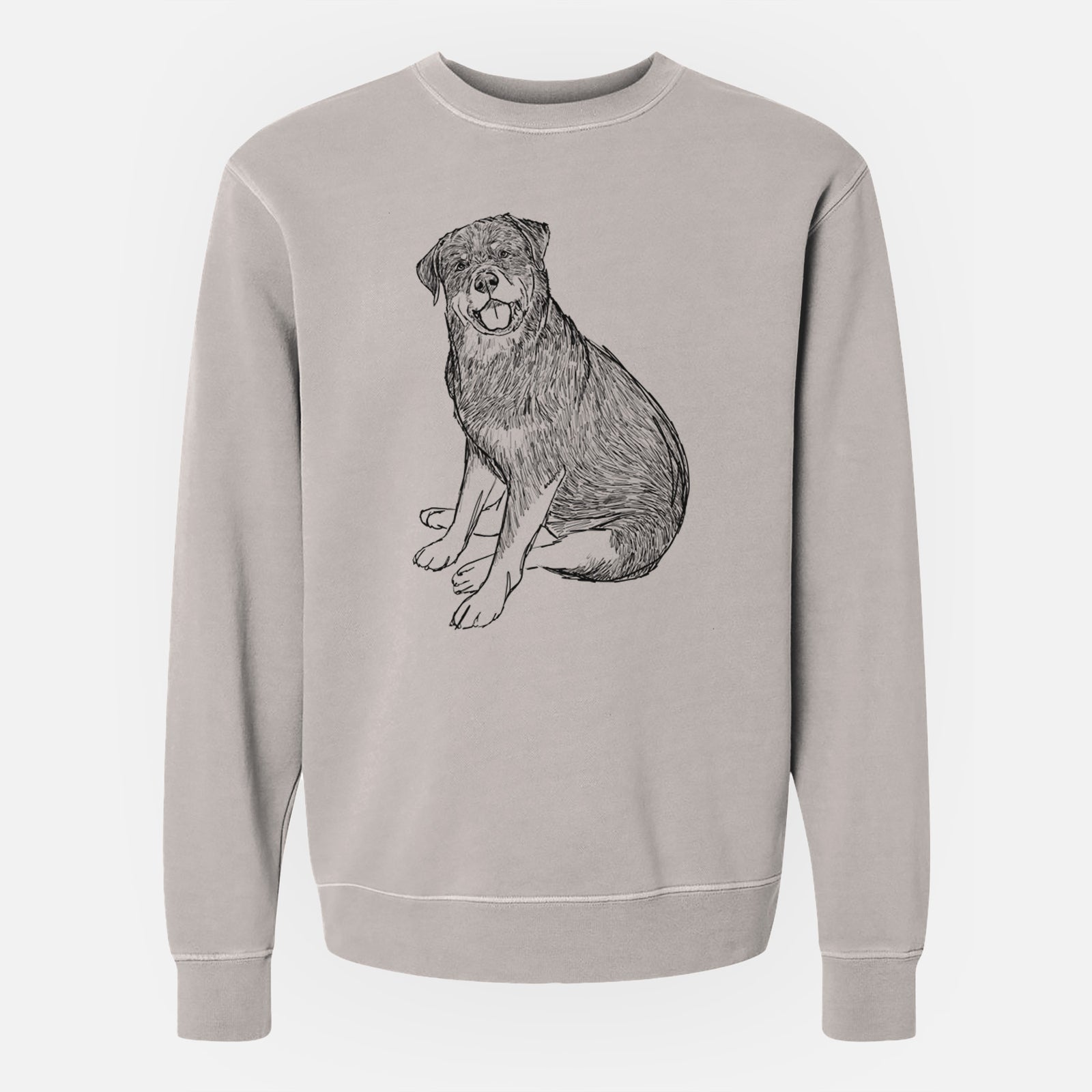 Doodled Indy the Rottweiler - Unisex Pigment Dyed Crew Sweatshirt