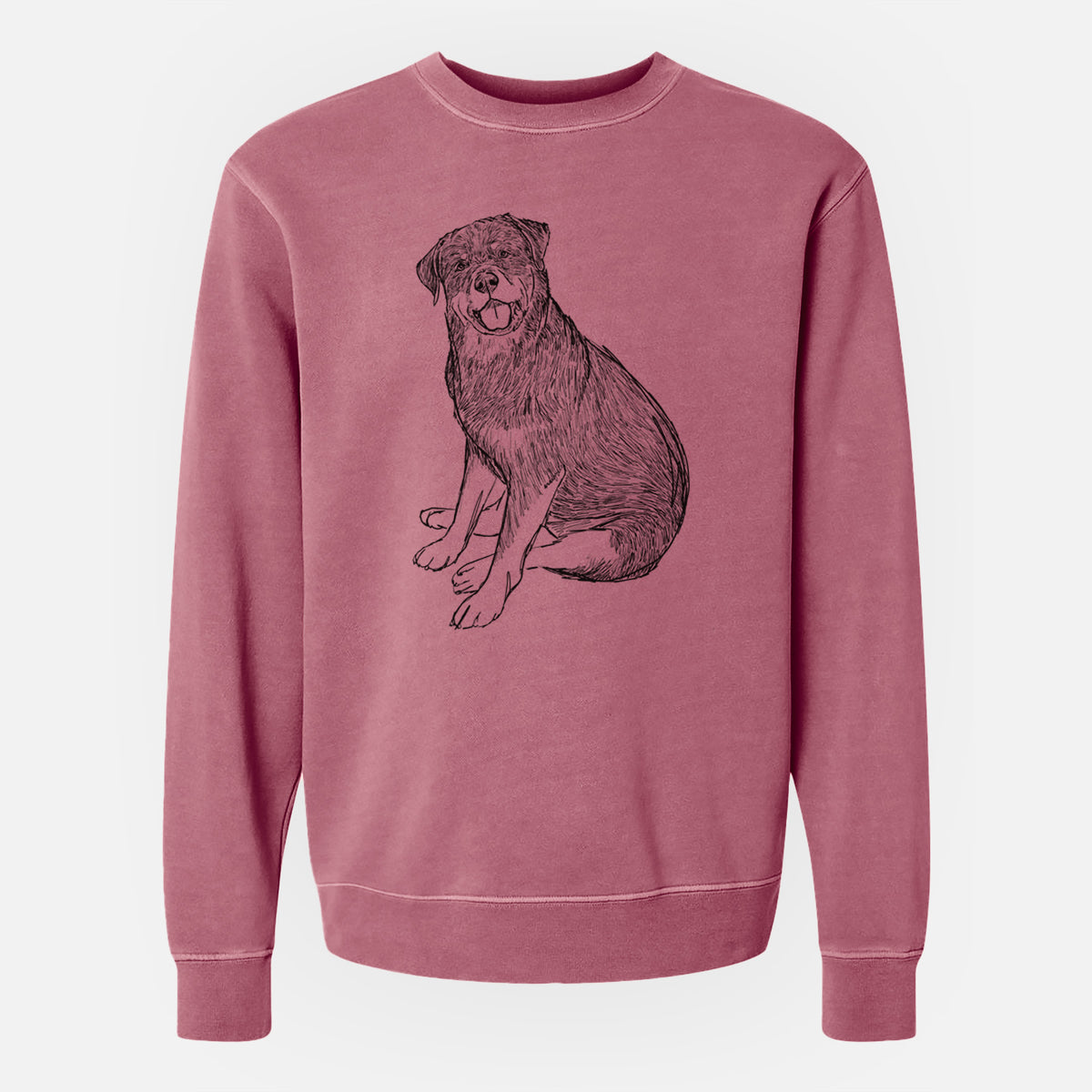 Doodled Indy the Rottweiler - Unisex Pigment Dyed Crew Sweatshirt