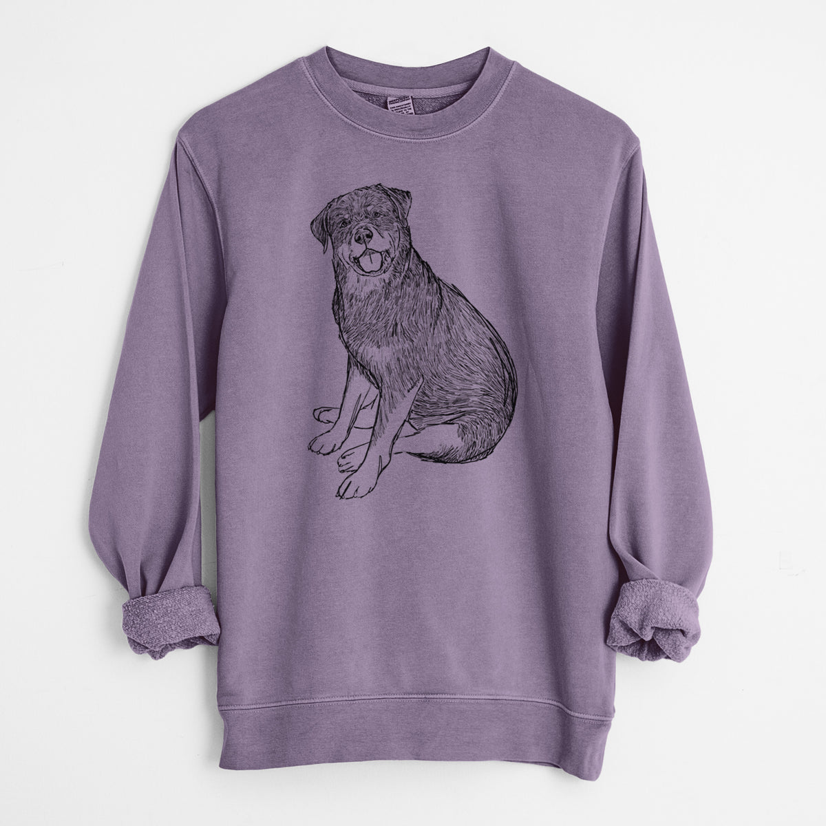 Doodled Indy the Rottweiler - Unisex Pigment Dyed Crew Sweatshirt