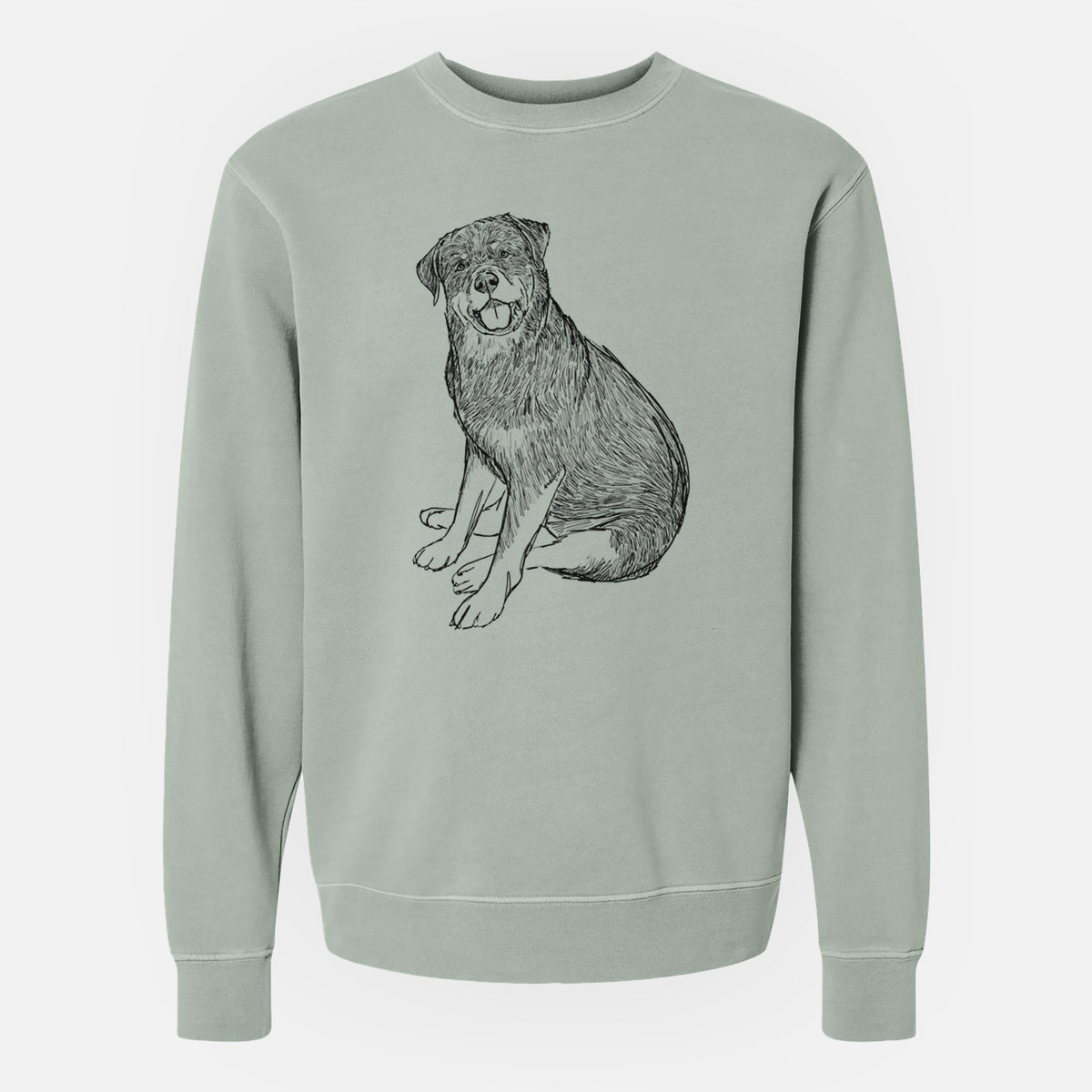 Doodled Indy the Rottweiler - Unisex Pigment Dyed Crew Sweatshirt