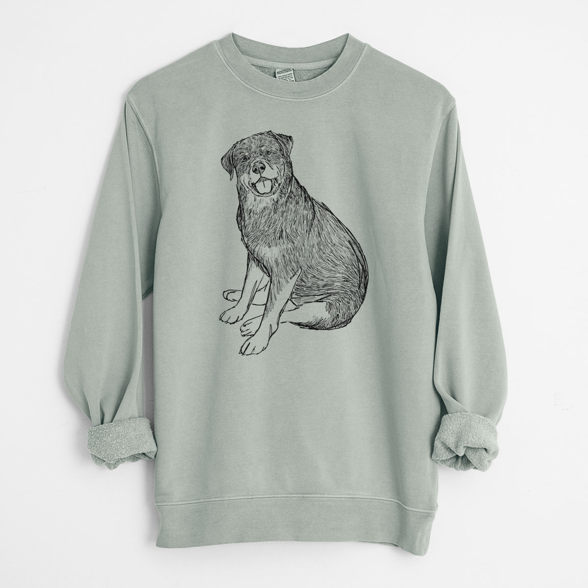 Doodled Indy the Rottweiler - Unisex Pigment Dyed Crew Sweatshirt