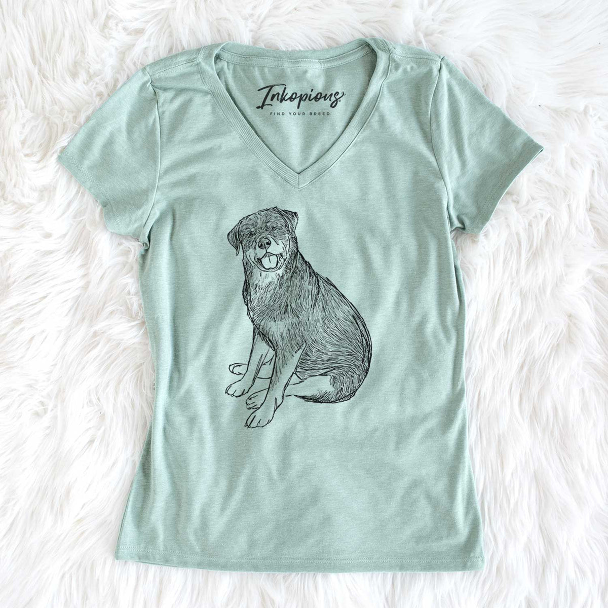 Doodled Indy the Rottweiler - Women&#39;s V-neck Shirt