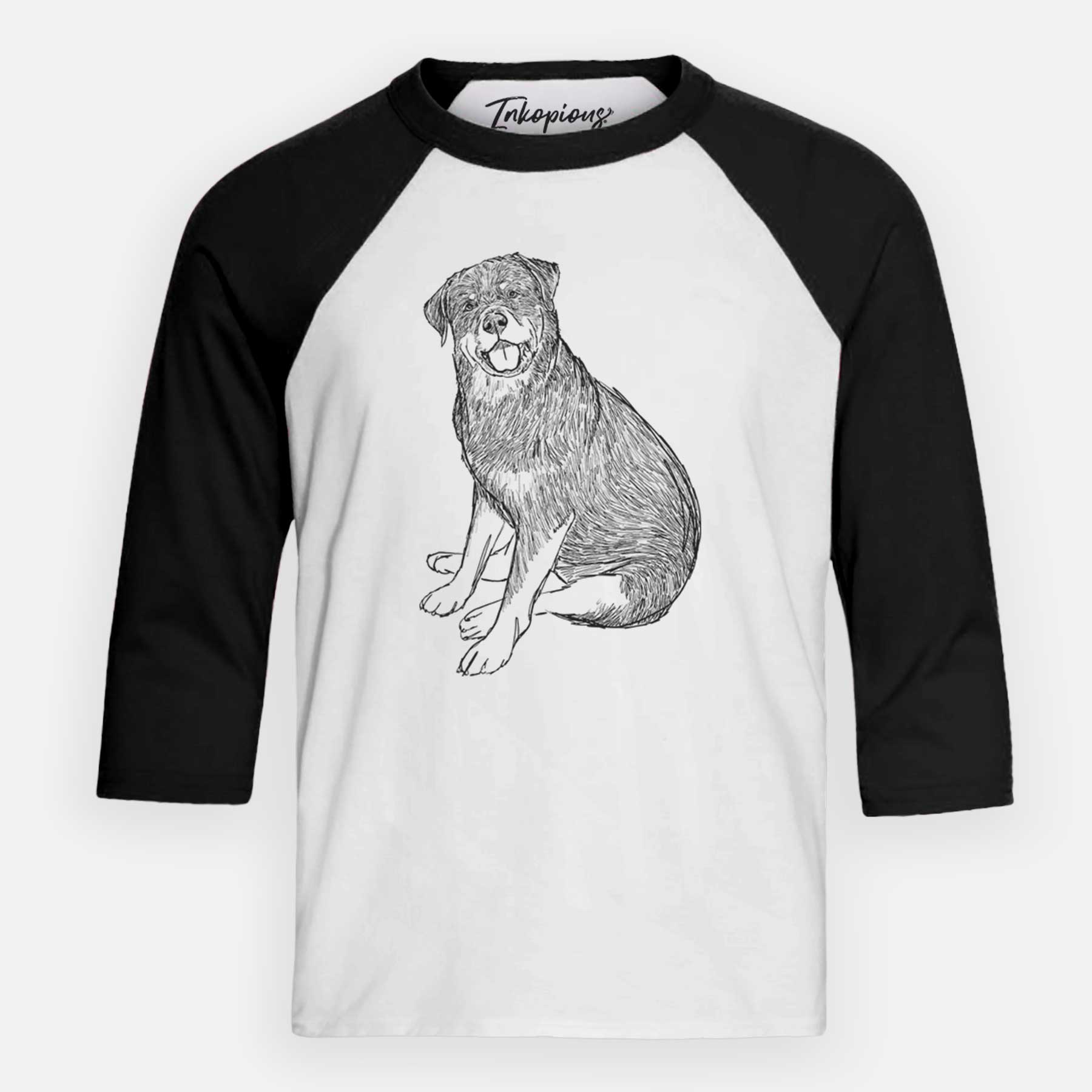 Doodled Indy the Rottweiler - Youth 3/4 Long Sleeve