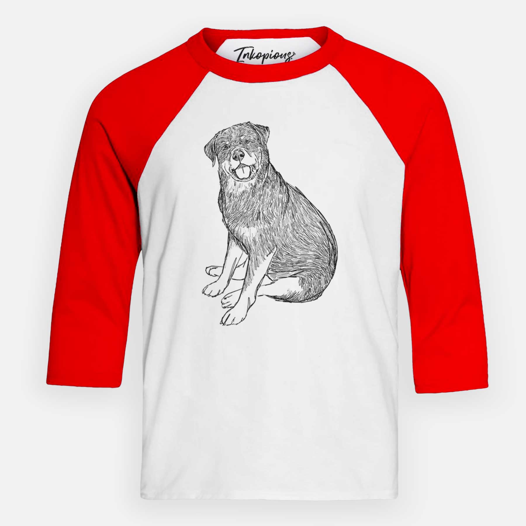 Doodled Indy the Rottweiler - Youth 3/4 Long Sleeve