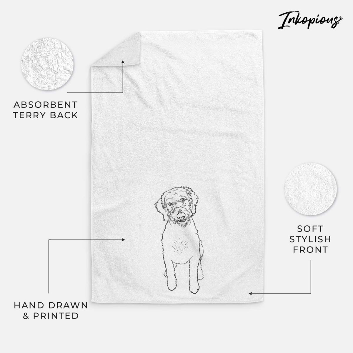 Doodled Izzie the Goldendoodle Decorative Hand Towel