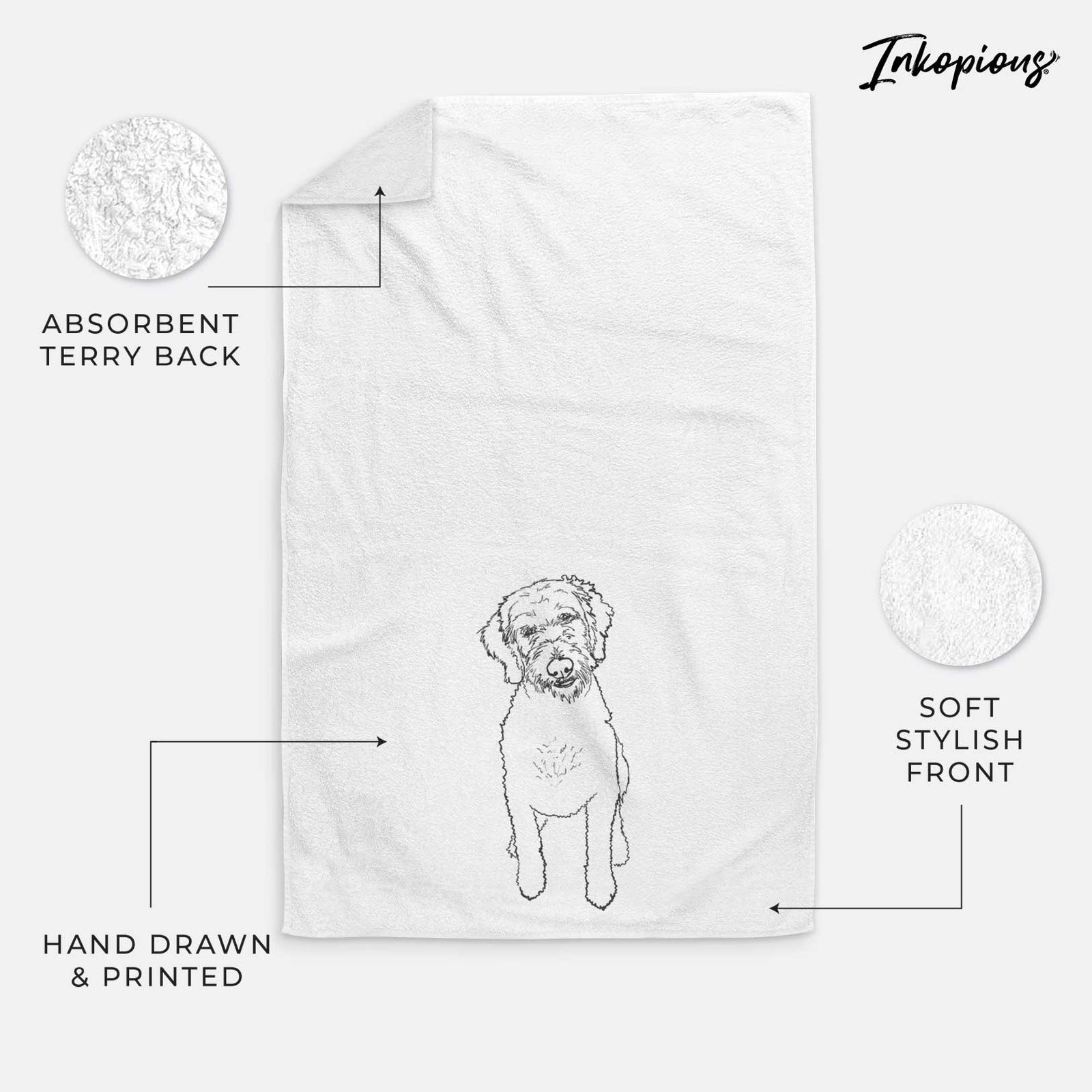 Doodled Izzie the Goldendoodle Decorative Hand Towel