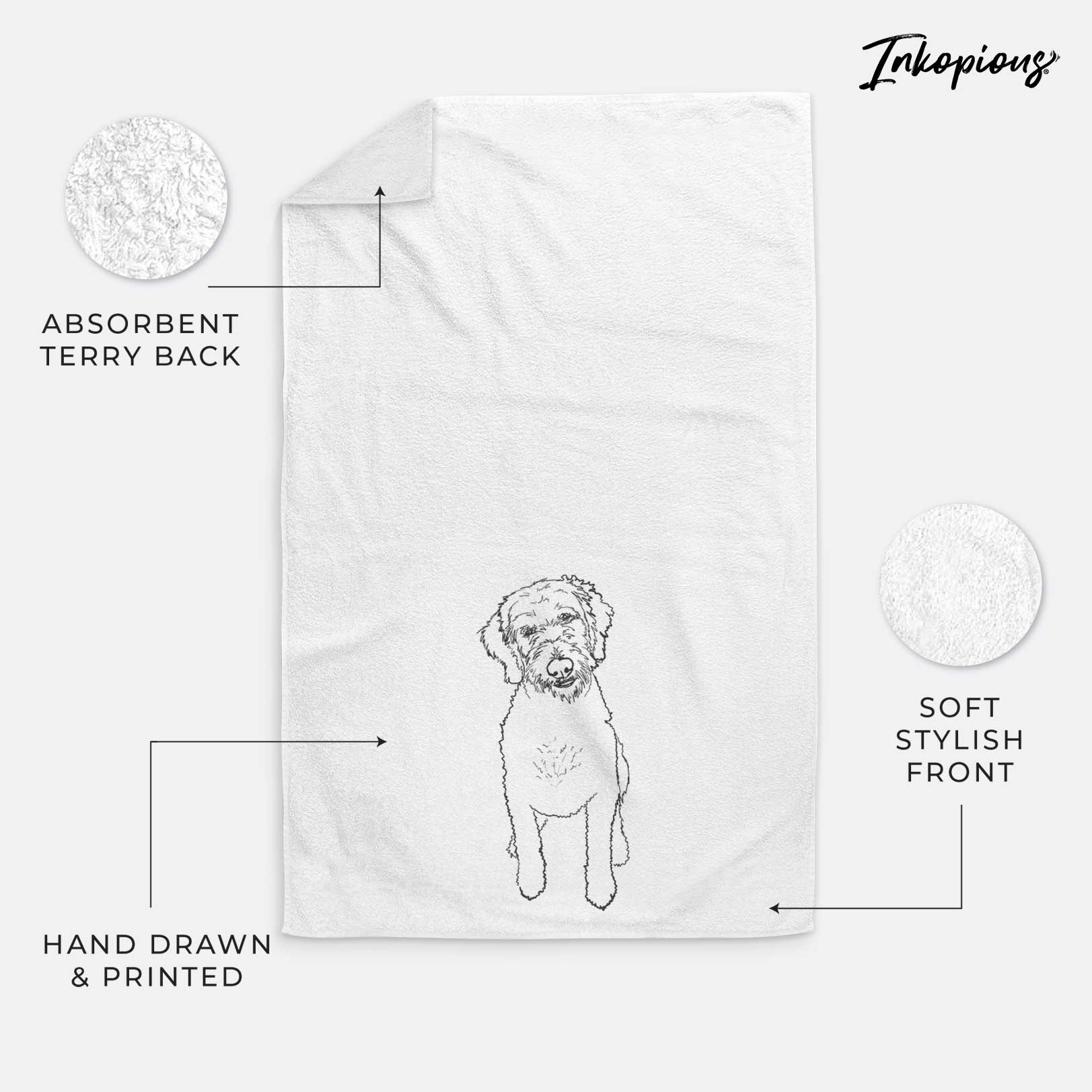 Doodled Izzie the Goldendoodle Decorative Hand Towel
