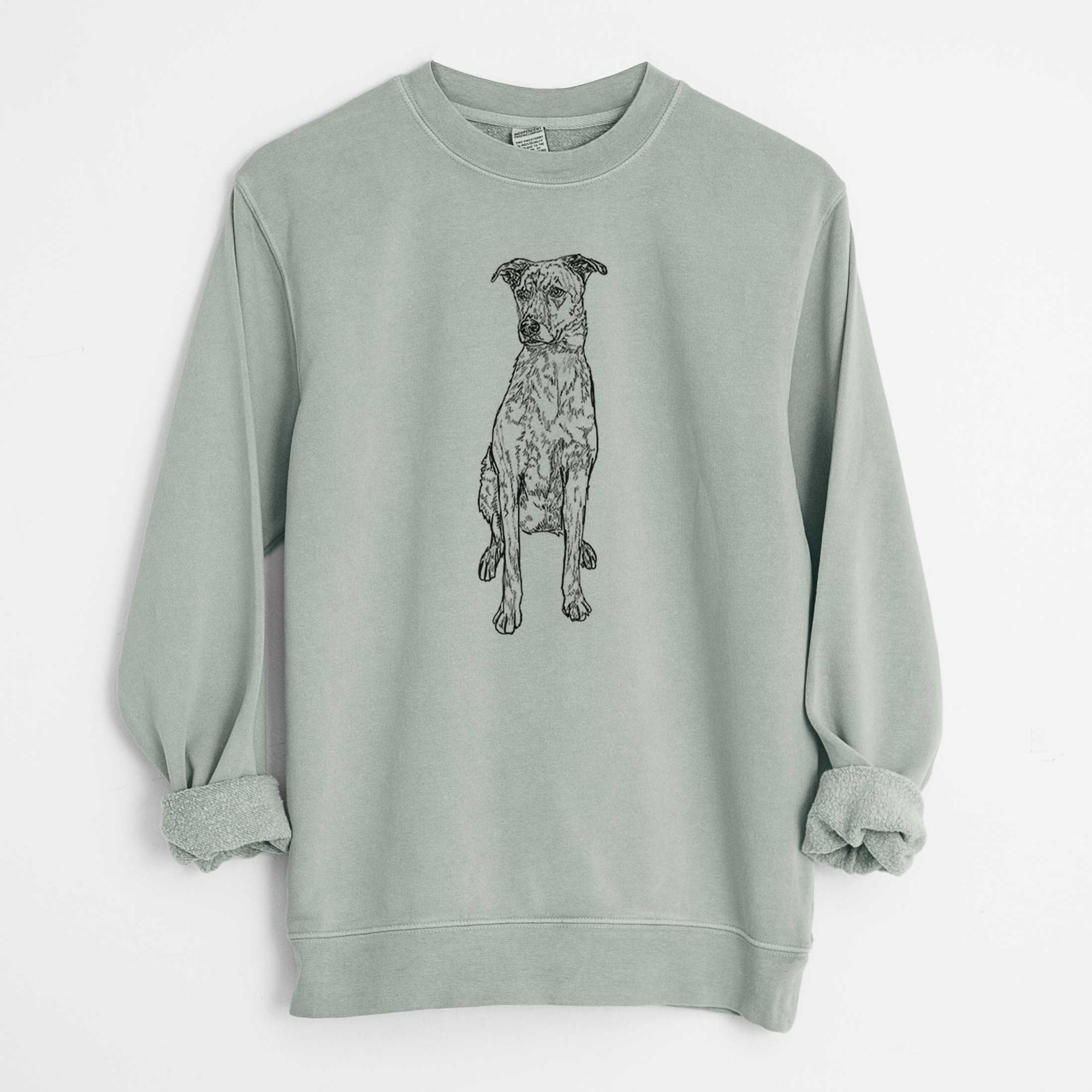 Doodled Jack the Catahoula - Unisex Pigment Dyed Crew Sweatshirt