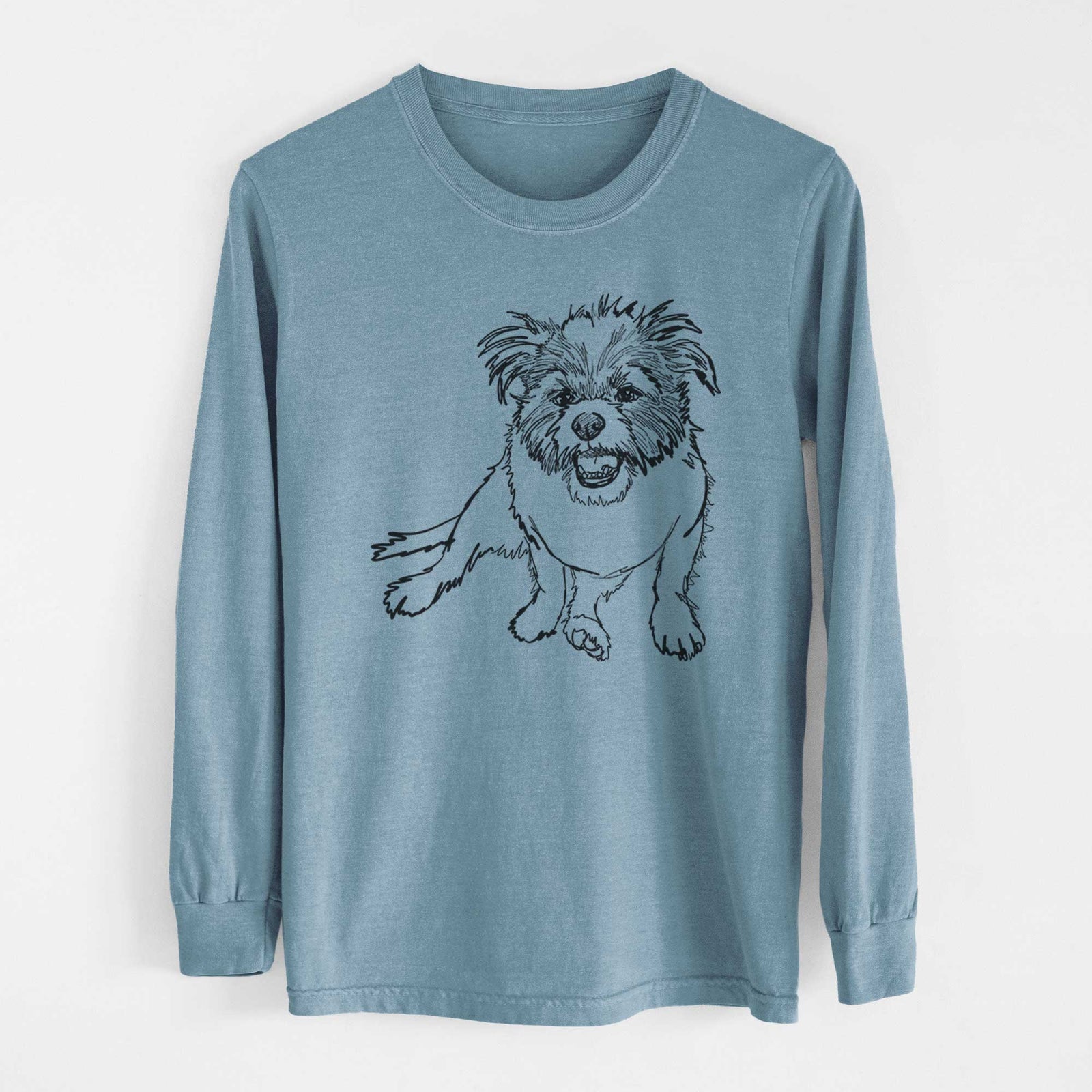 Doodled Jack the Shih Tzu Jack Russell Terrier Mix - Heavyweight 100% Cotton Long Sleeve