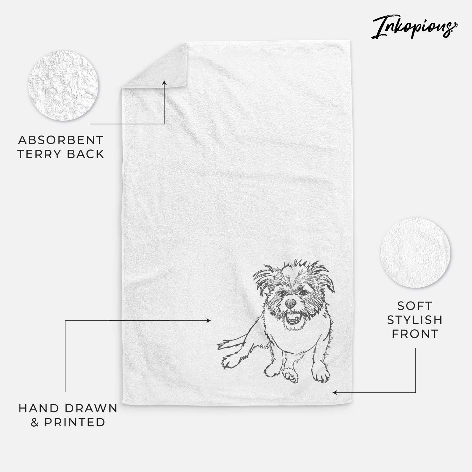 Doodled Jack the Shih Tzu Jack Russell Terrier Mix Decorative Hand Towel