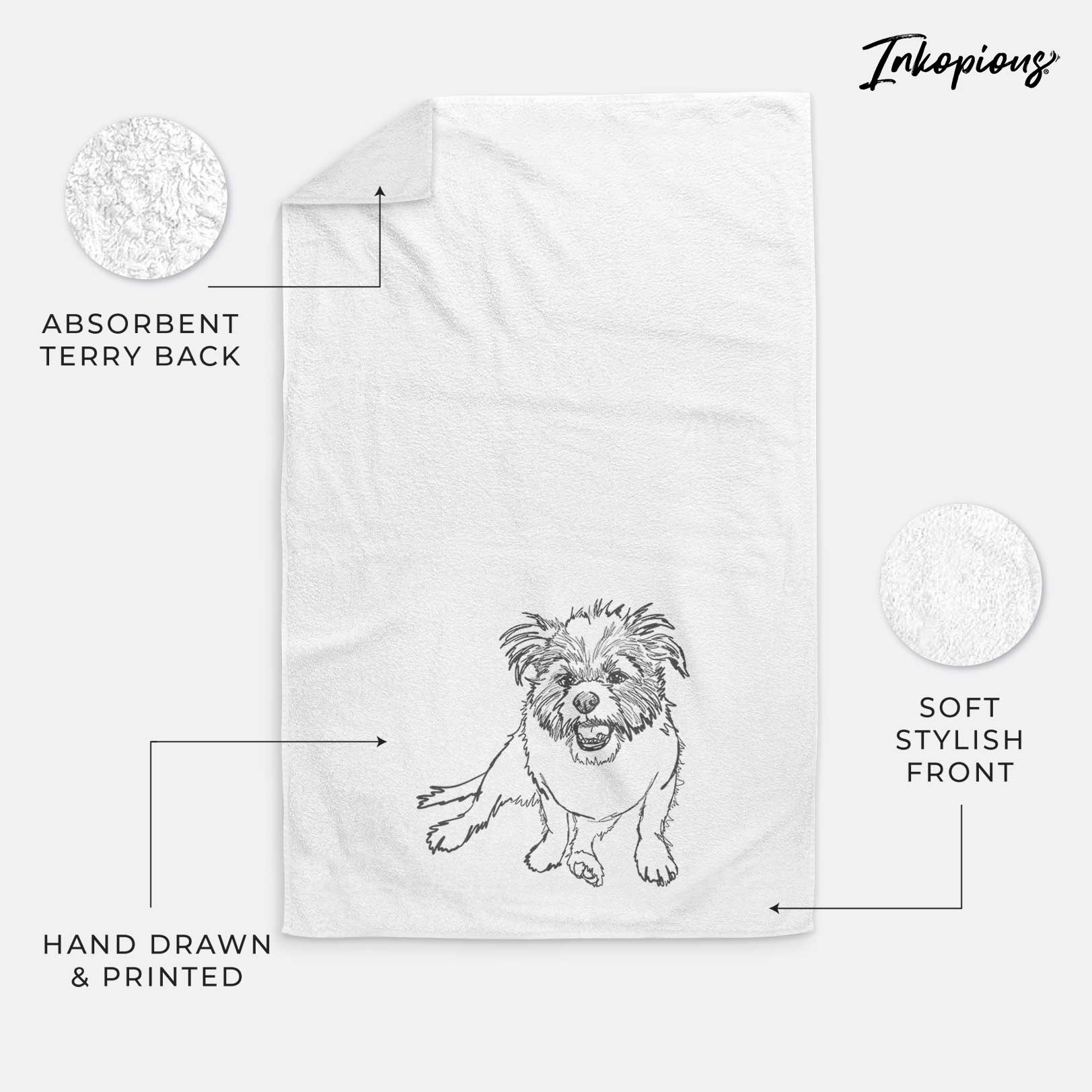 Doodled Jack the Shih Tzu Jack Russell Terrier Mix Decorative Hand Towel