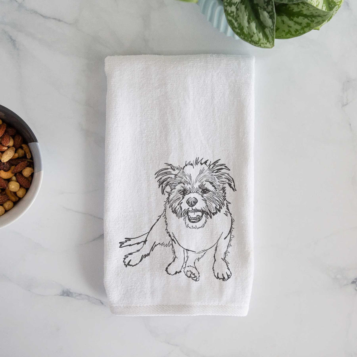 Doodled Jack the Shih Tzu Jack Russell Terrier Mix Decorative Hand Towel