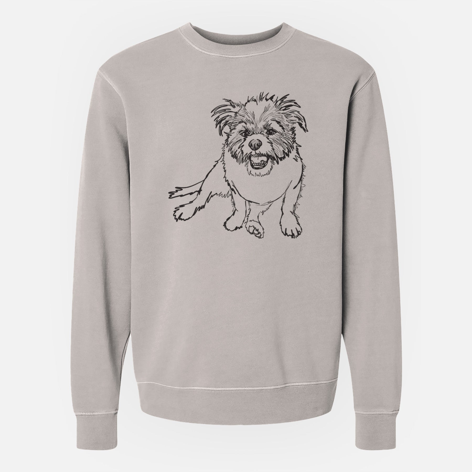 Doodled Jack the Shih Tzu Jack Russell Terrier Mix - Unisex Pigment Dyed Crew Sweatshirt