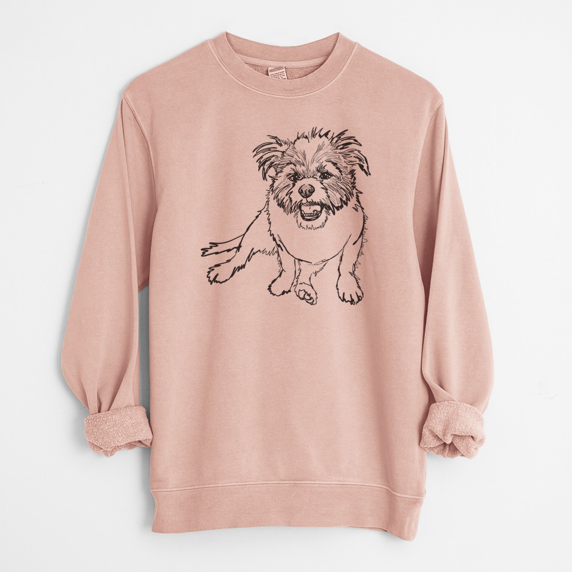 Doodled Jack the Shih Tzu Jack Russell Terrier Mix - Unisex Pigment Dyed Crew Sweatshirt