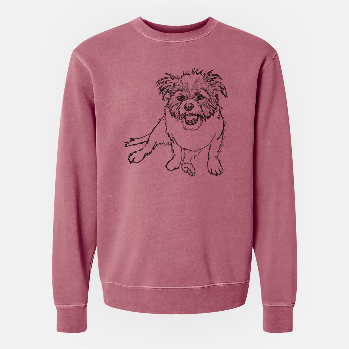 Doodled Jack the Shih Tzu Jack Russell Terrier Mix - Unisex Pigment Dyed Crew Sweatshirt