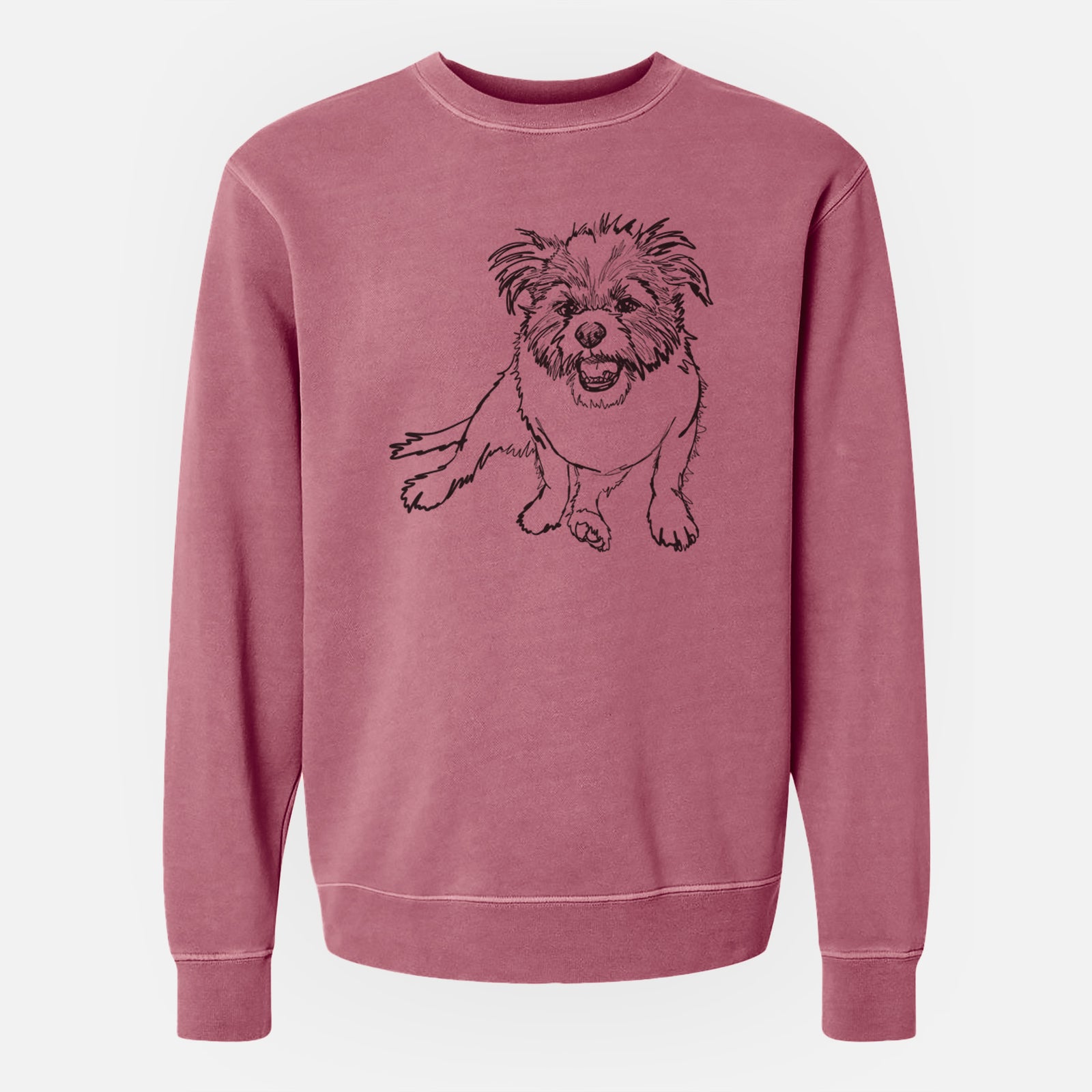 Doodled Jack the Shih Tzu Jack Russell Terrier Mix - Unisex Pigment Dyed Crew Sweatshirt