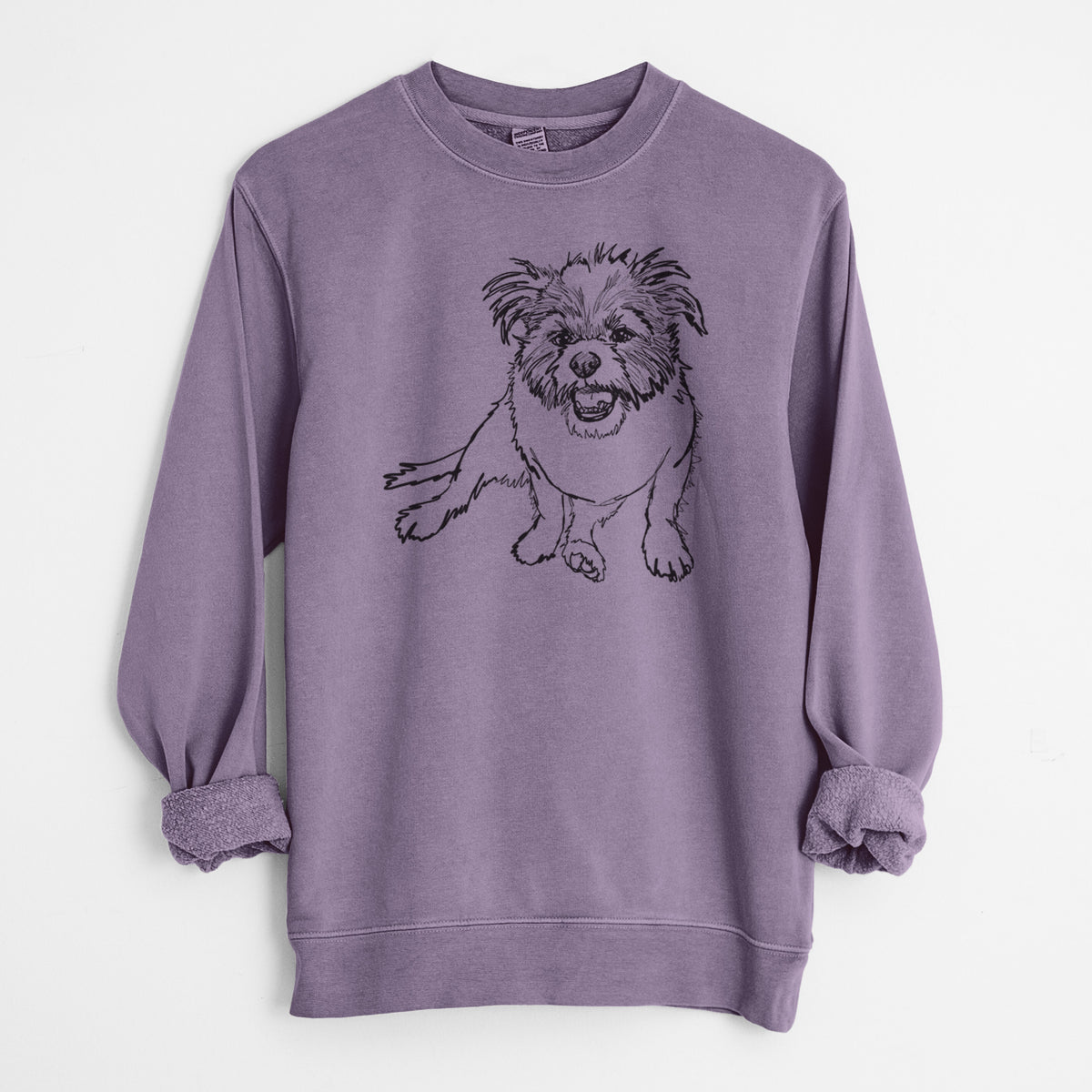 Doodled Jack the Shih Tzu Jack Russell Terrier Mix - Unisex Pigment Dyed Crew Sweatshirt