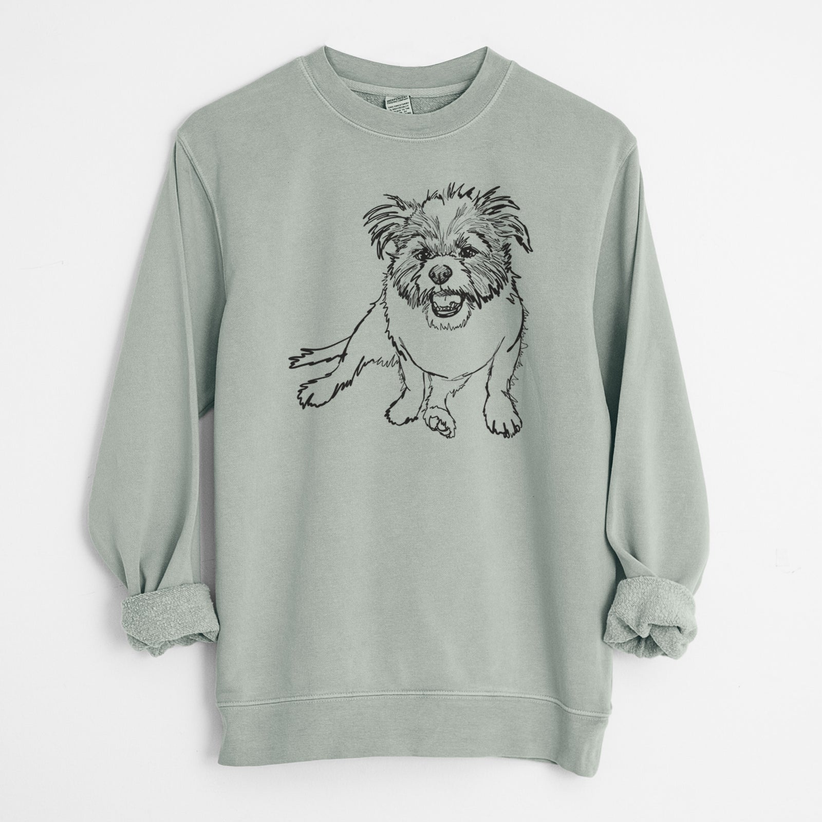 Doodled Jack the Shih Tzu Jack Russell Terrier Mix - Unisex Pigment Dyed Crew Sweatshirt